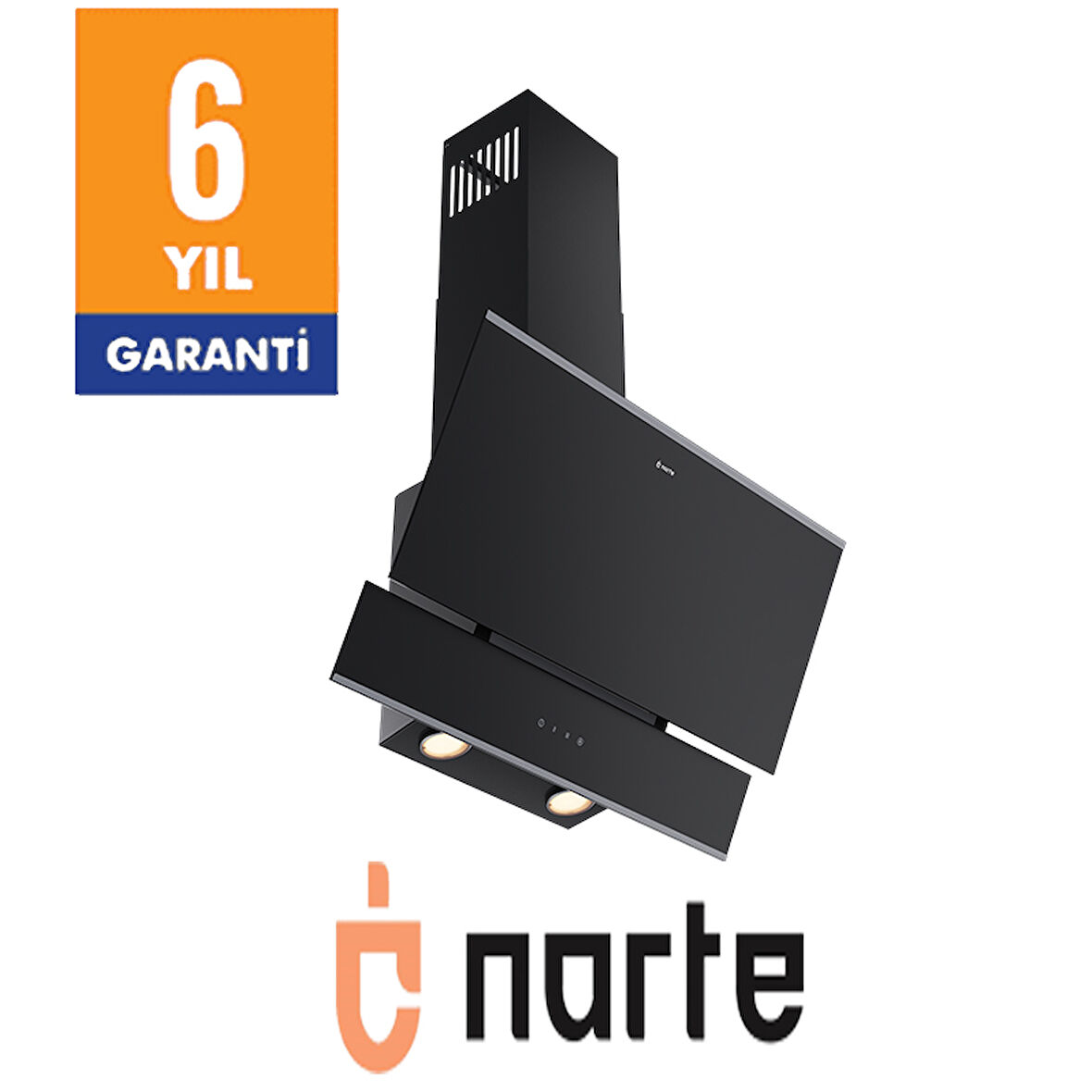 NARTE-H10060B 60CM SIYAHCAM INOX CITALI ÇİFT CAMLI EĞİMLİ DAVLUMBAZ