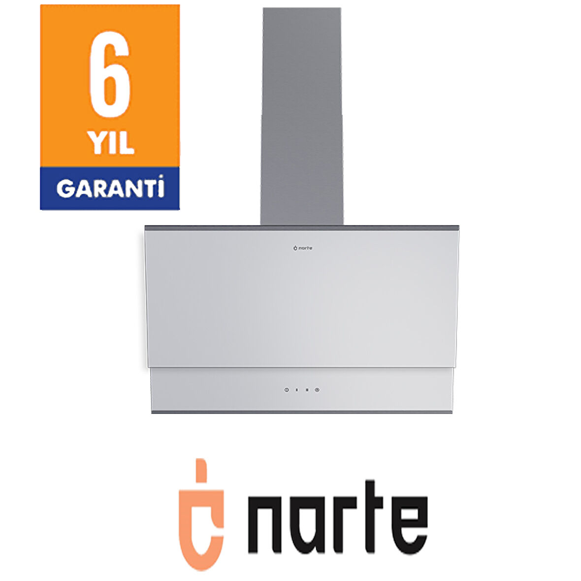 NARTE-H10060W 60CM BEYAZ CAM INOX CITALI ÇİFT CAMLI EĞİMLİ DAVLUMBAZ