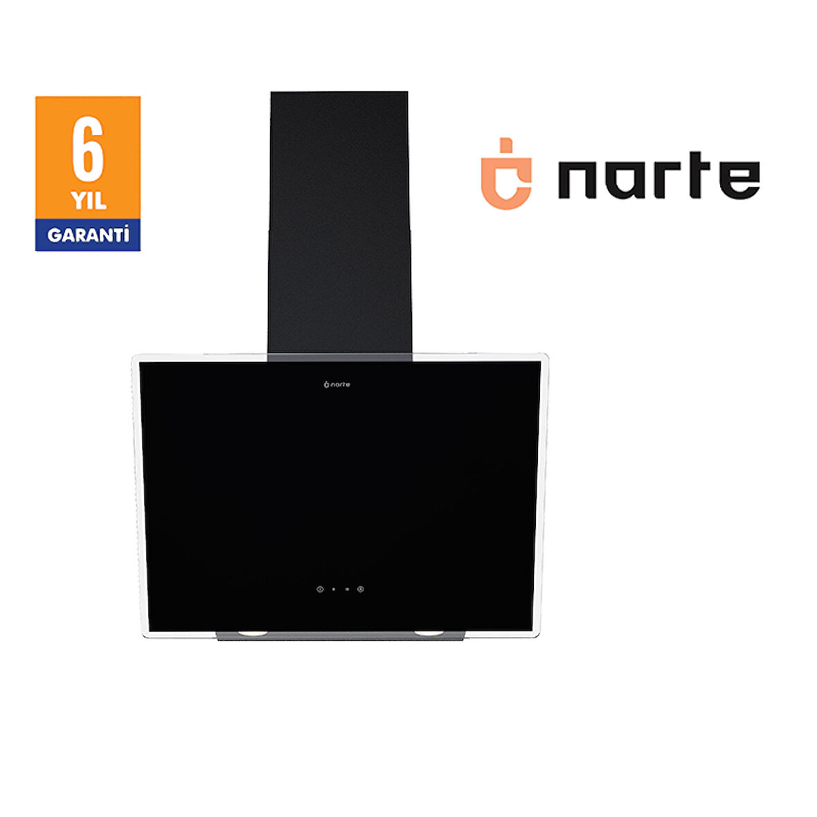 NARTE-H20160B 60CM SIYAHCAM EĞİMLİ DAVLUMBAZ - 6 YIL GARANTİLİ