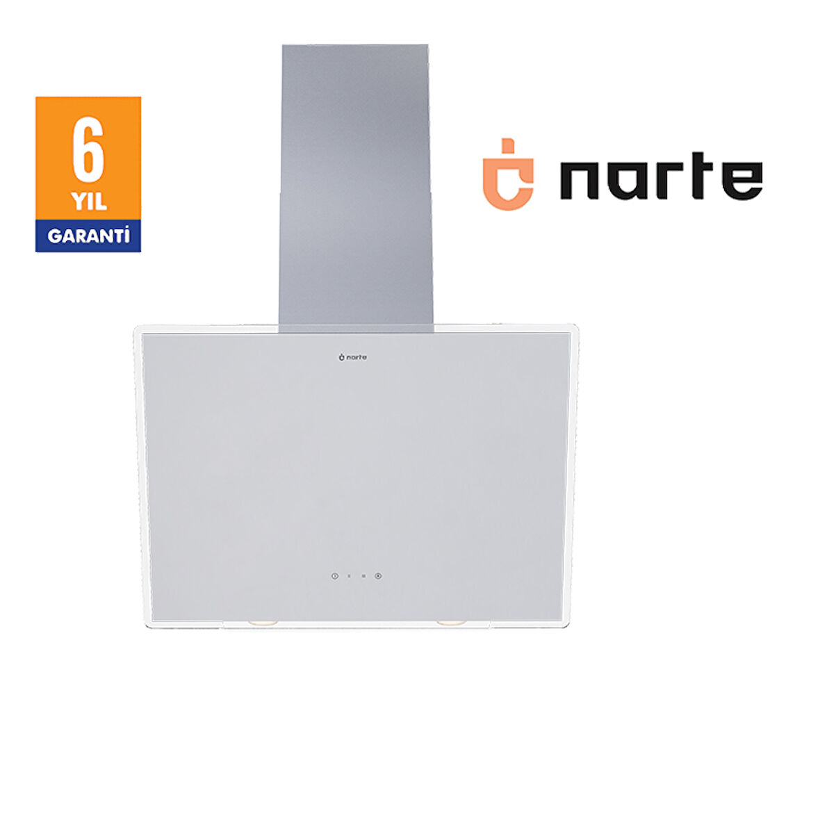 NARTE-H20160W 60CM BEYAZ CAM EĞİMLİ DAVLUMBAZ - 6 YIL GARANTİLİ