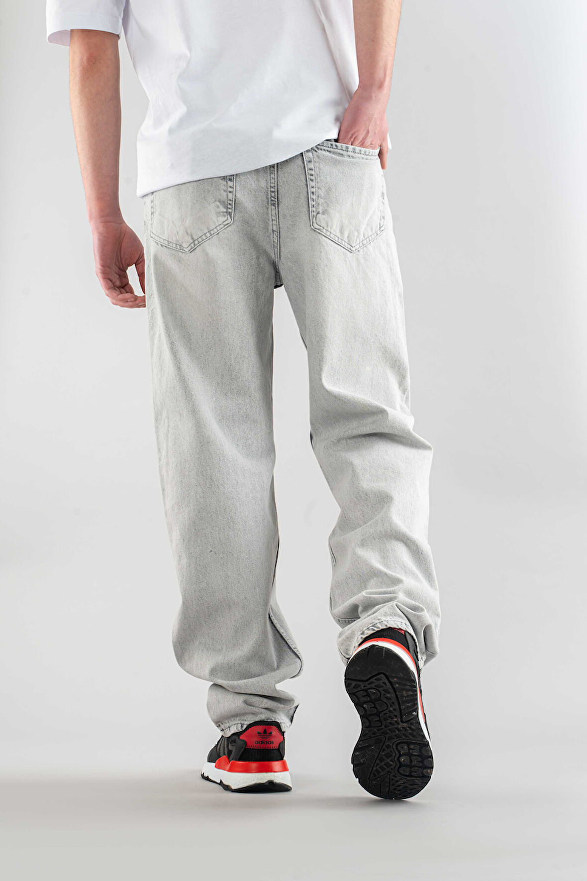 Erkek Taş Baggy Fit Geniş Kalıp Normal Bel Geniş Paça Jean Bol Pantolon