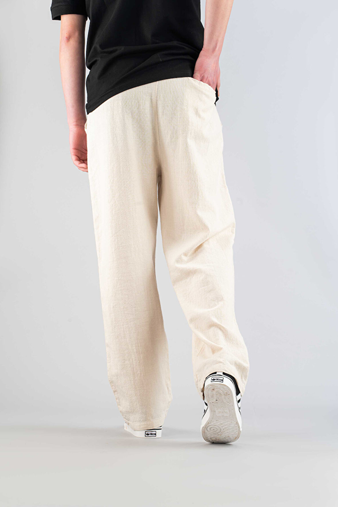 Erkek Pantolon Beli Lastikli Keten rahat Esnek Likralı Basic Pamuklu Jogger