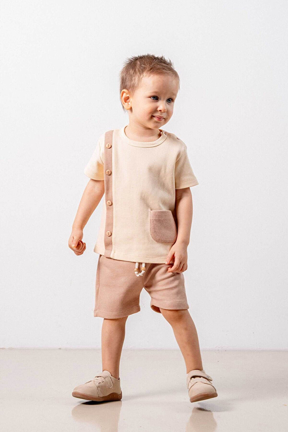 Bebek Çocuk Natural Pamuklu 2'li Şortlu Takım Alt Üst Takım