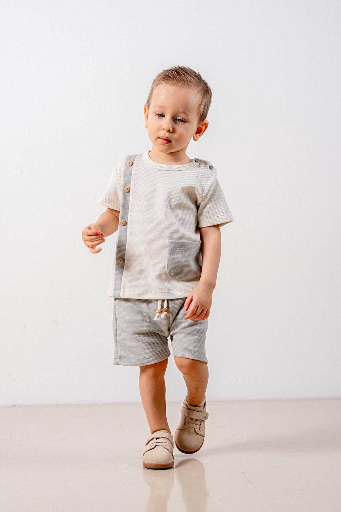 Bebek Çocuk Natural Pamuklu 2'li Şortlu Takım Alt Üst Takım