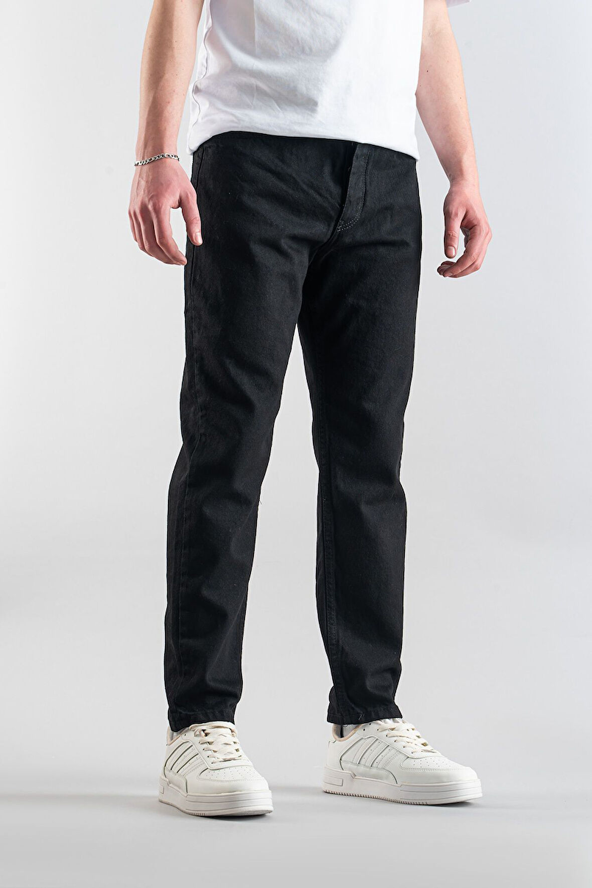 Erkek Rahat Likralı Denim Kot Pantolon Düğme Kapama