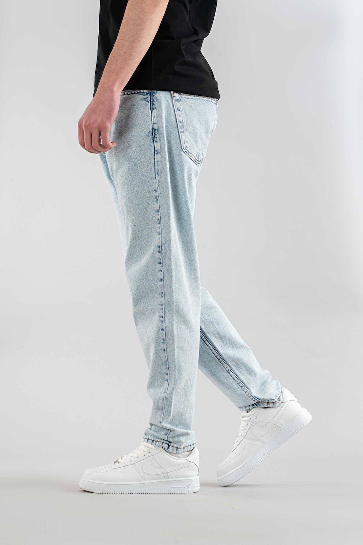 Erkek Rahat Likralı Denim Kot Pantolon Düğme Kapama