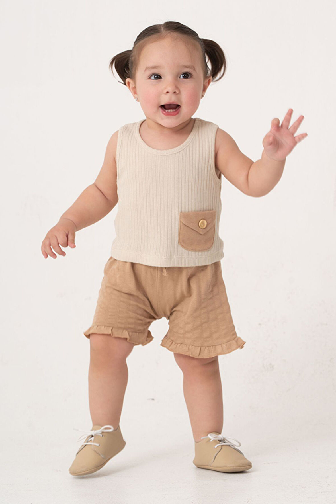 Bebek Çocuk Pamuklu Şortlu 2'li Takım Trend Moda Alt Üst Takım