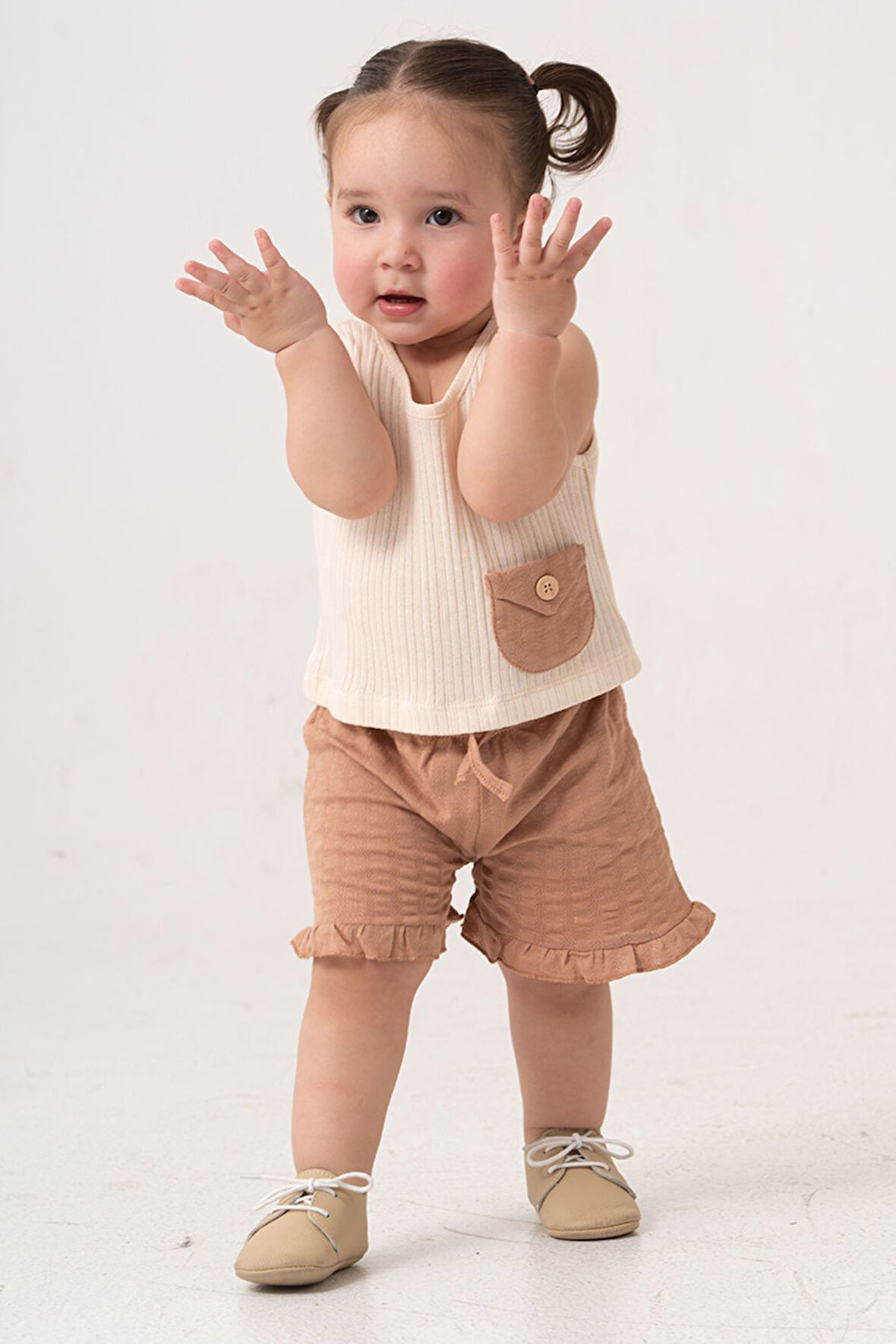 Bebek Çocuk Pamuklu Şortlu 2'li Takım Trend Moda Alt Üst Takım