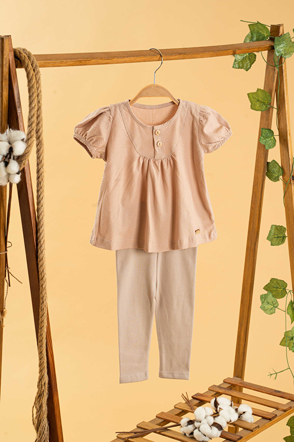 Bebek Çocuk Pamuklu Taytlı 2'li Takım Trend Moda Alt Üst Takım