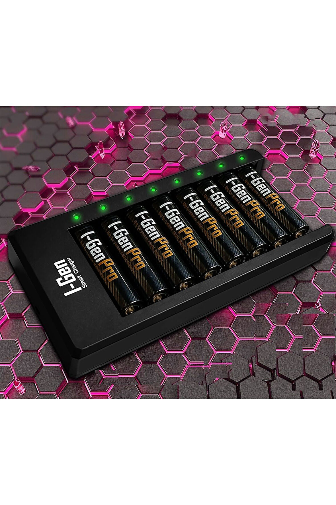 I-Gen G811 8'li Pil Şarj Aleti + 8 Adet AAA Pro 1100 mAh  Şarj Edilebilir İnce Şarjlı Kalem Pilli Set 1.2V Ni-MH