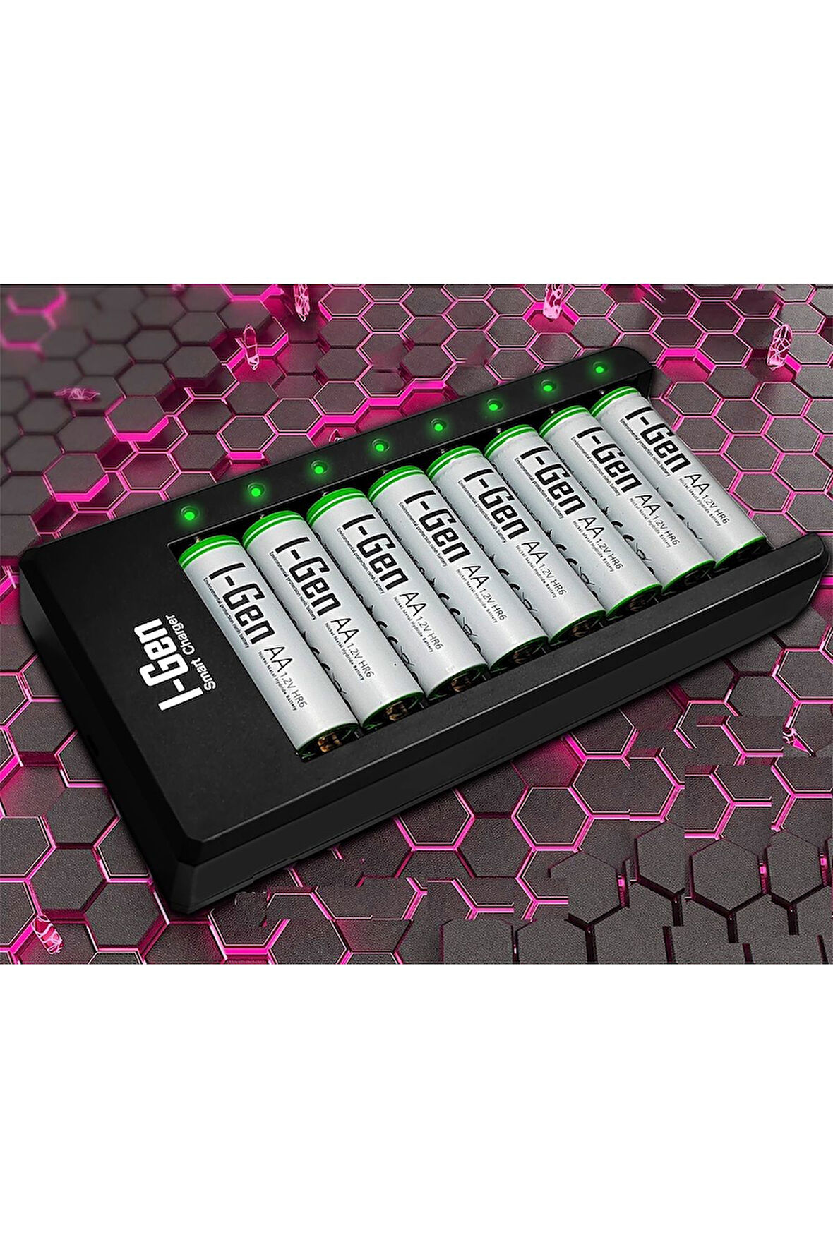 I-Gen G827 8'li Pil Şarj Aleti + 8 Adet AA 2700 mAh Şarj Edilebilir AA Şarjlı Kalem Pilli Set 1.2V Ni-MH