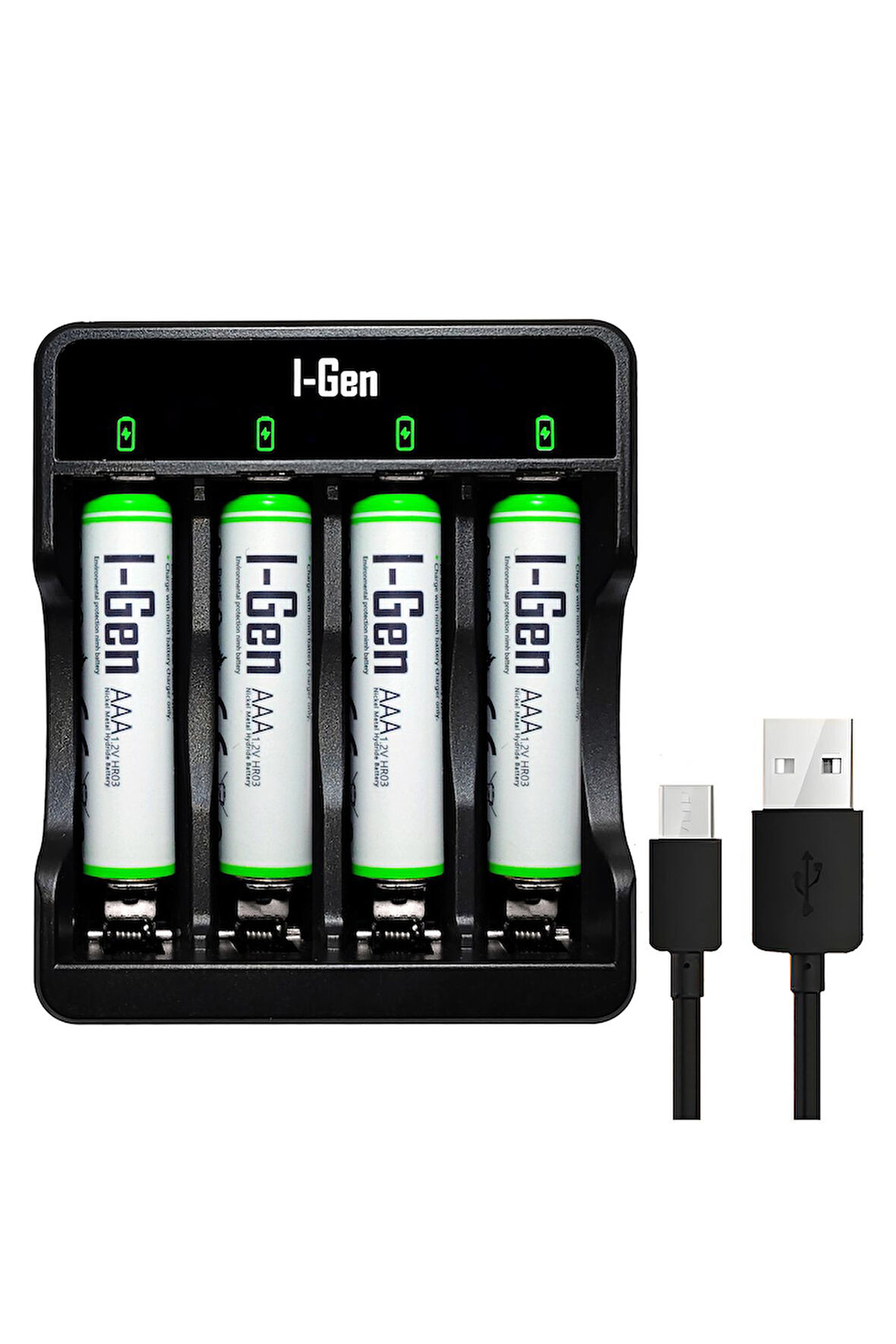 I-Gen G465 4x Usb Pil Şarj Cihazı + 4 Adet 650Mah Aaa İnce Kalem Pilli Set 4 Adet 650Mah Aaa + Şarj Aleti