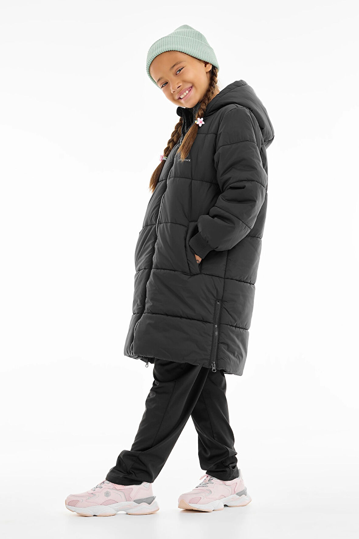 Lumberjack SONNE Dokuma Uzun Çocuk Mont Siyah