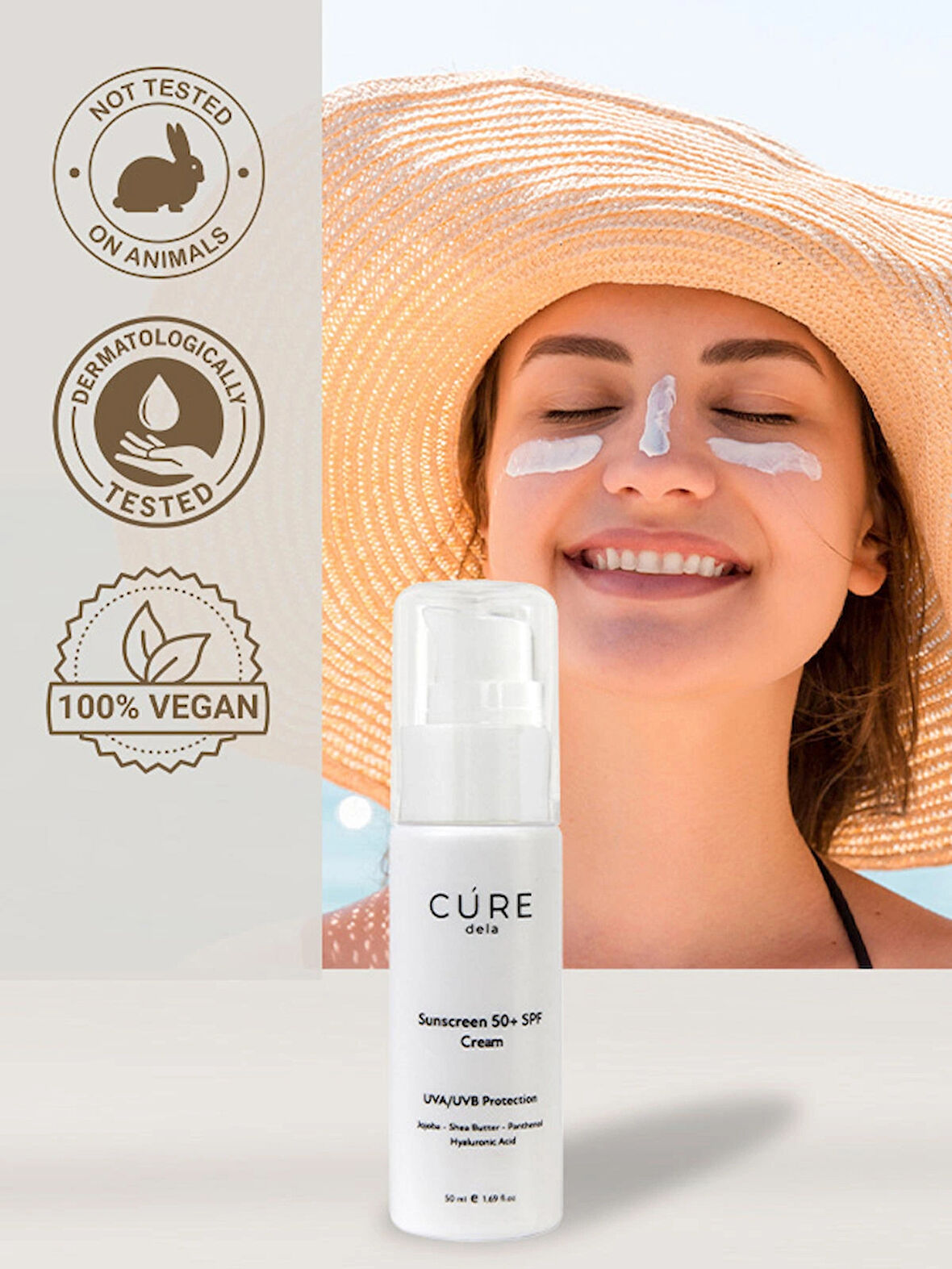 Sunscreen 50 Spf Güneş Kremi - Uva/uvb Korumalı - Panthenol & Niasinamid & Hyalüronik Asit