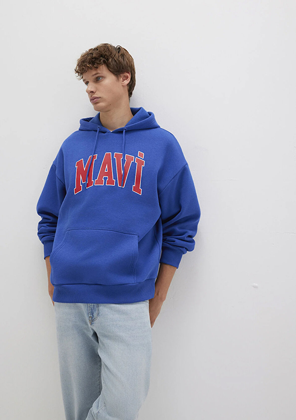 Mavi Logo Baskılı Kapüşonlu Mavi Sweatshirt 067149-70907