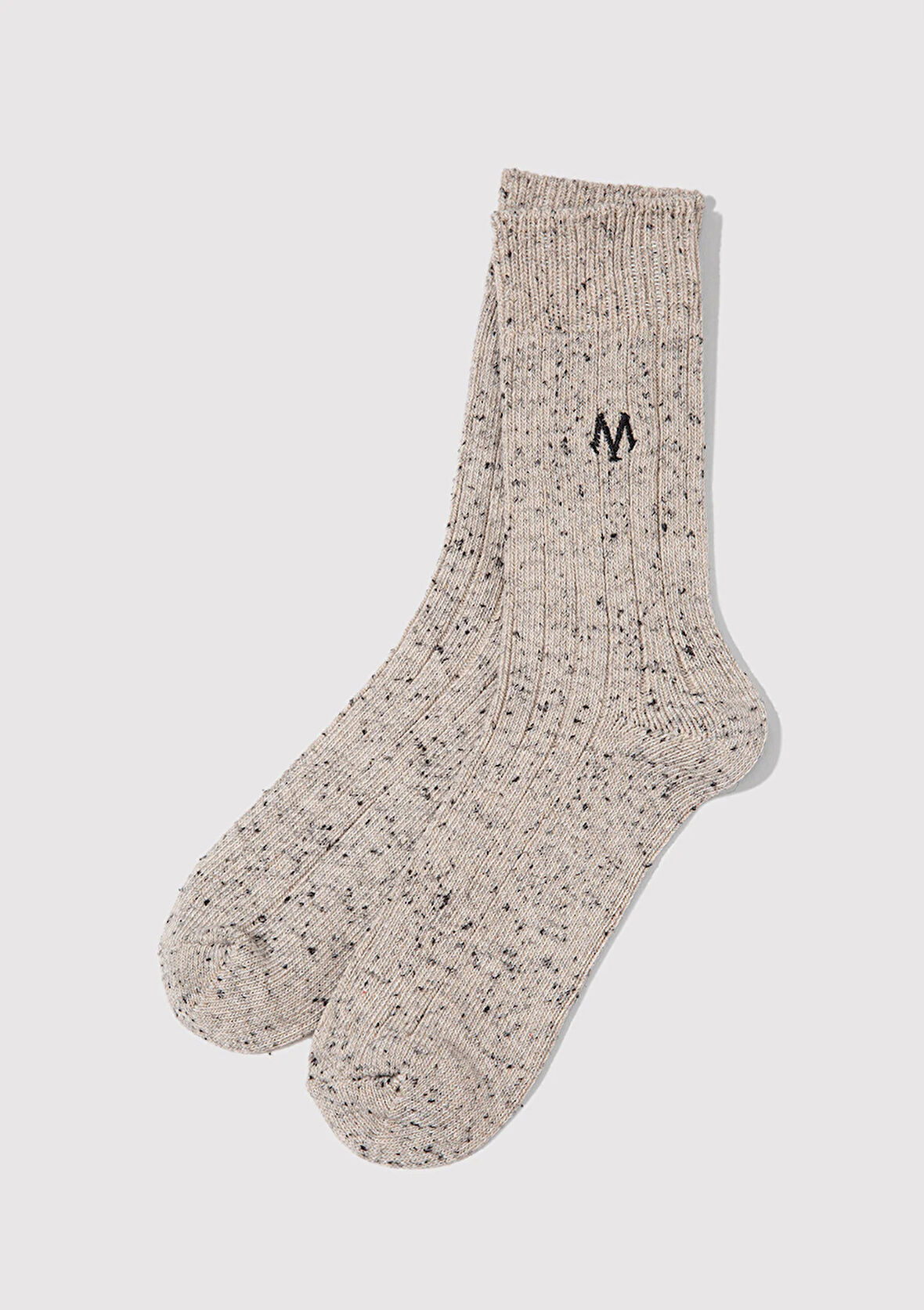M Logo Nakışlı Ekru Bot Çorabı 0911615-70007