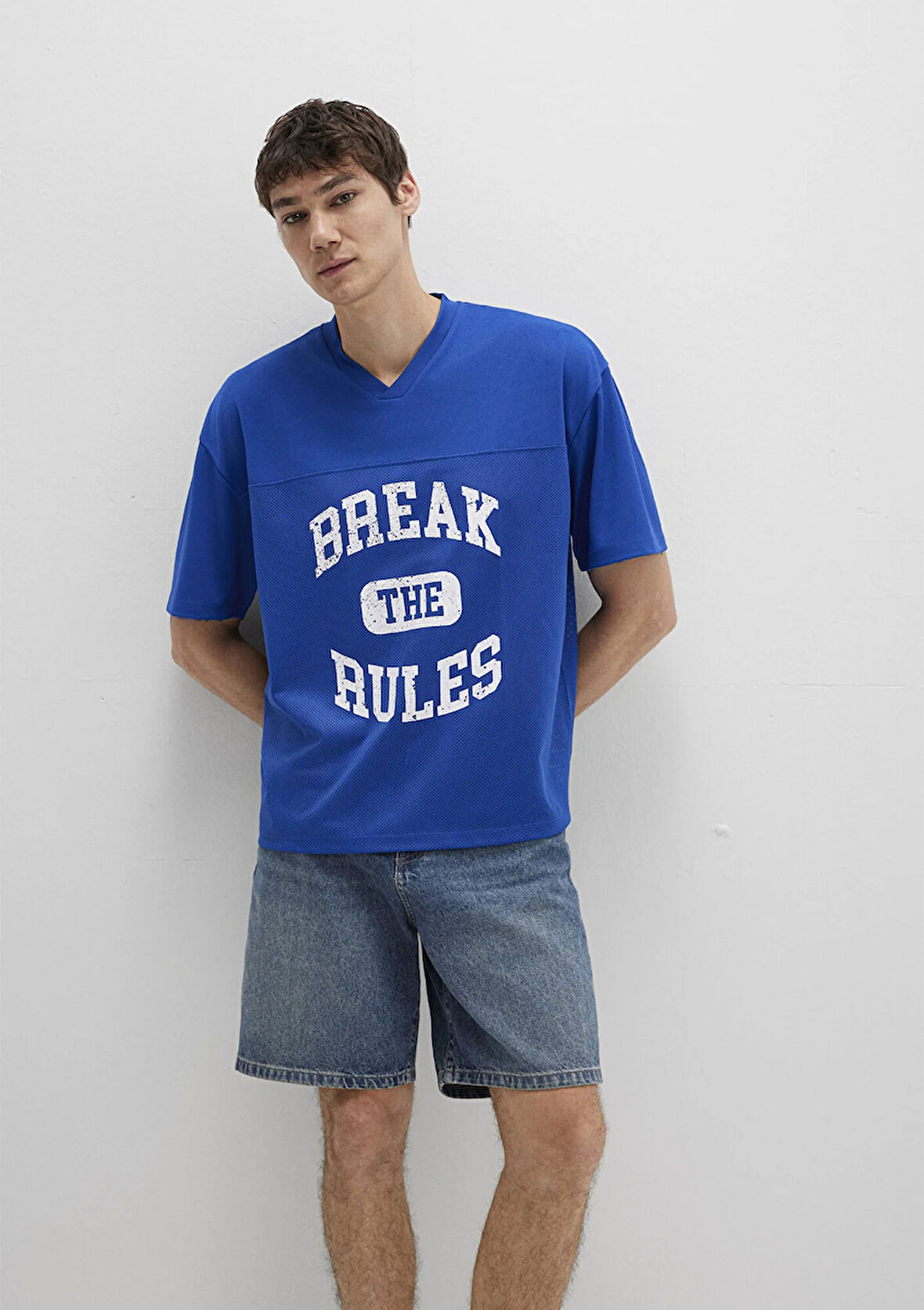 Baskılı Mavi Tişört 0612849-70907