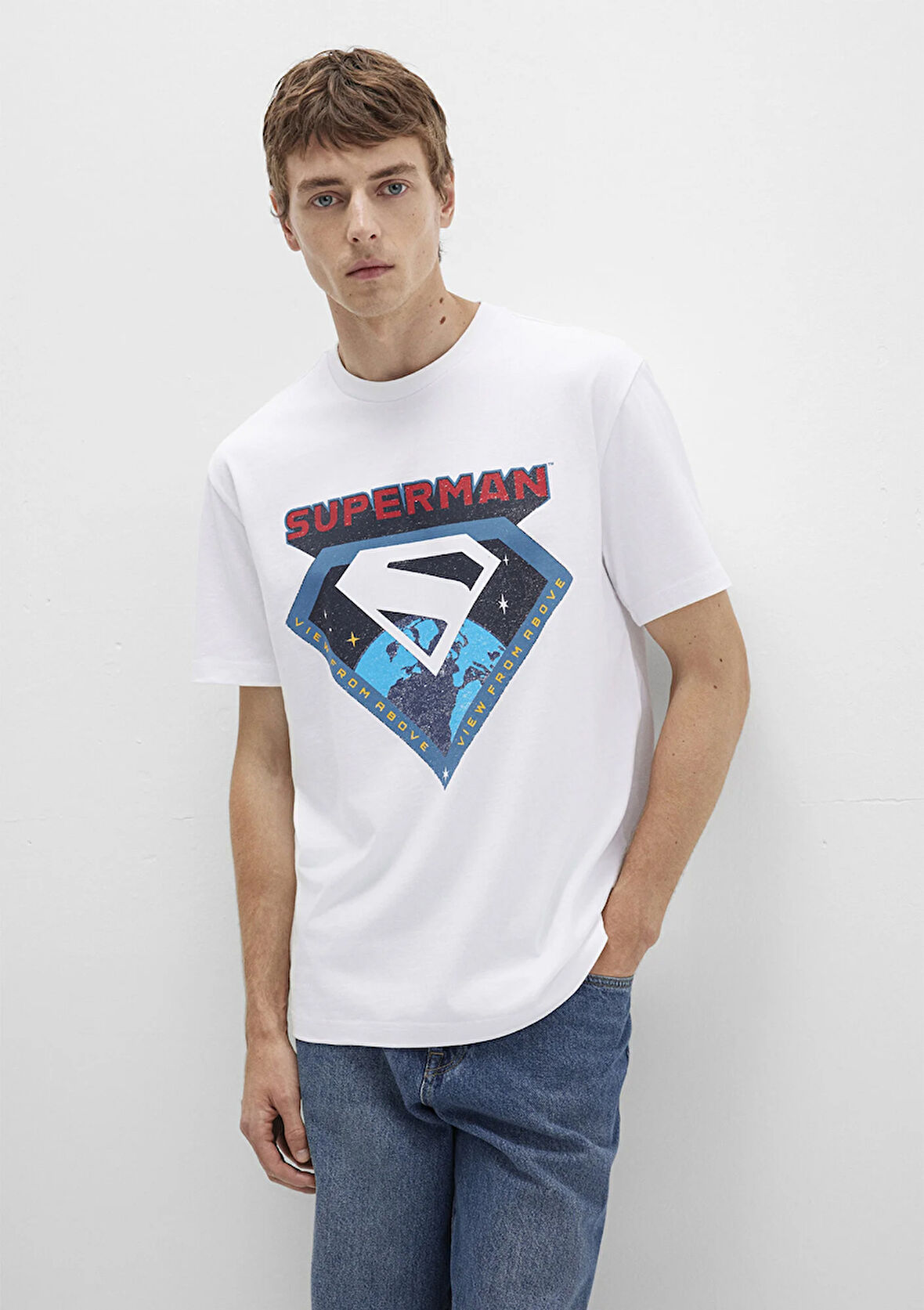 Superman Baskılı Beyaz Tişört 0612917-620