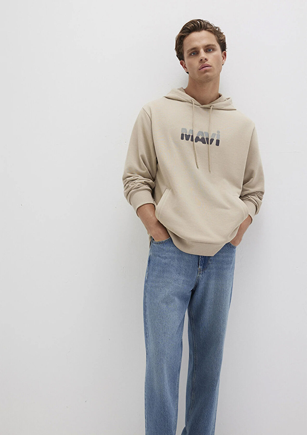 Mavi Logo Baskılı Bej Sweatshirt 0S10395-70004