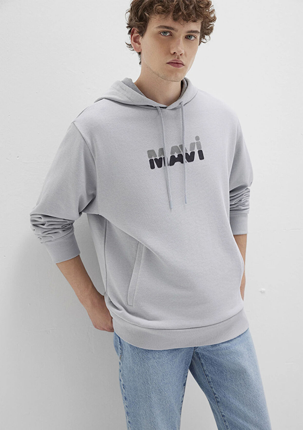 Mavi Logo Baskılı Gri Sweatshirt 0S10395-70075