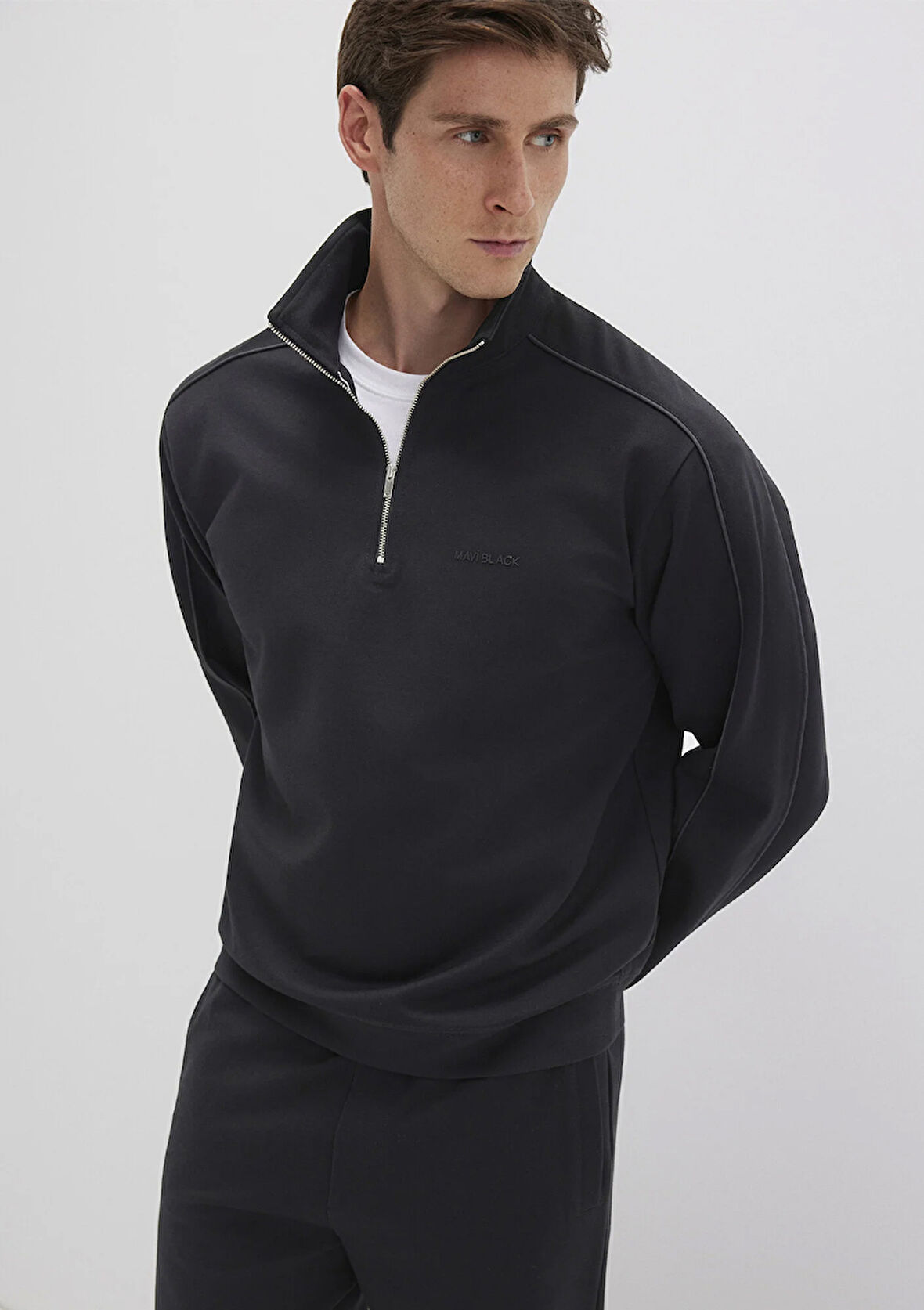 Yarı Fermuarlı Siyah Sweatshirt 0S10387-900