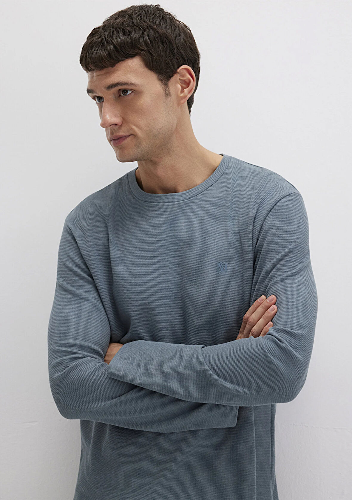 Uzun Kollu Gri Basic Tişört 065755-80889