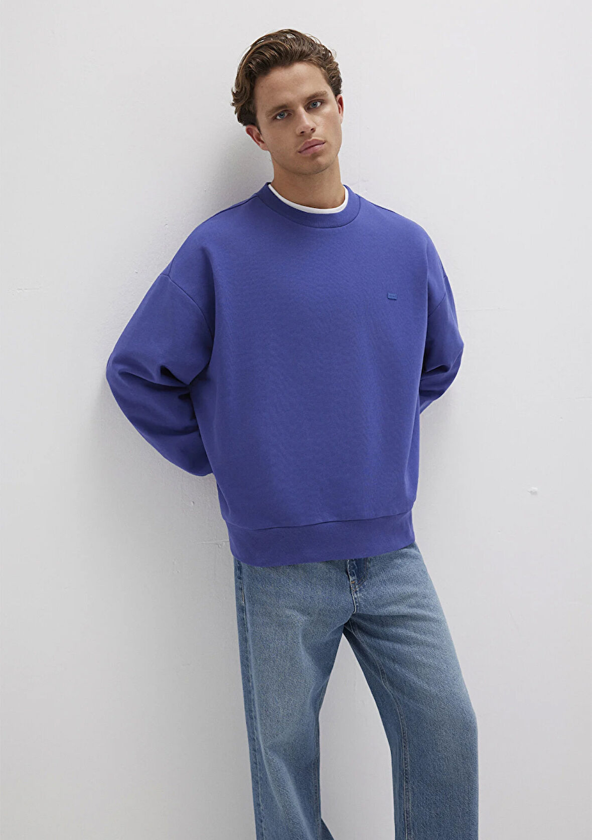 Bisiklet Yaka Mavi Sweatshirt 0S10415-70695