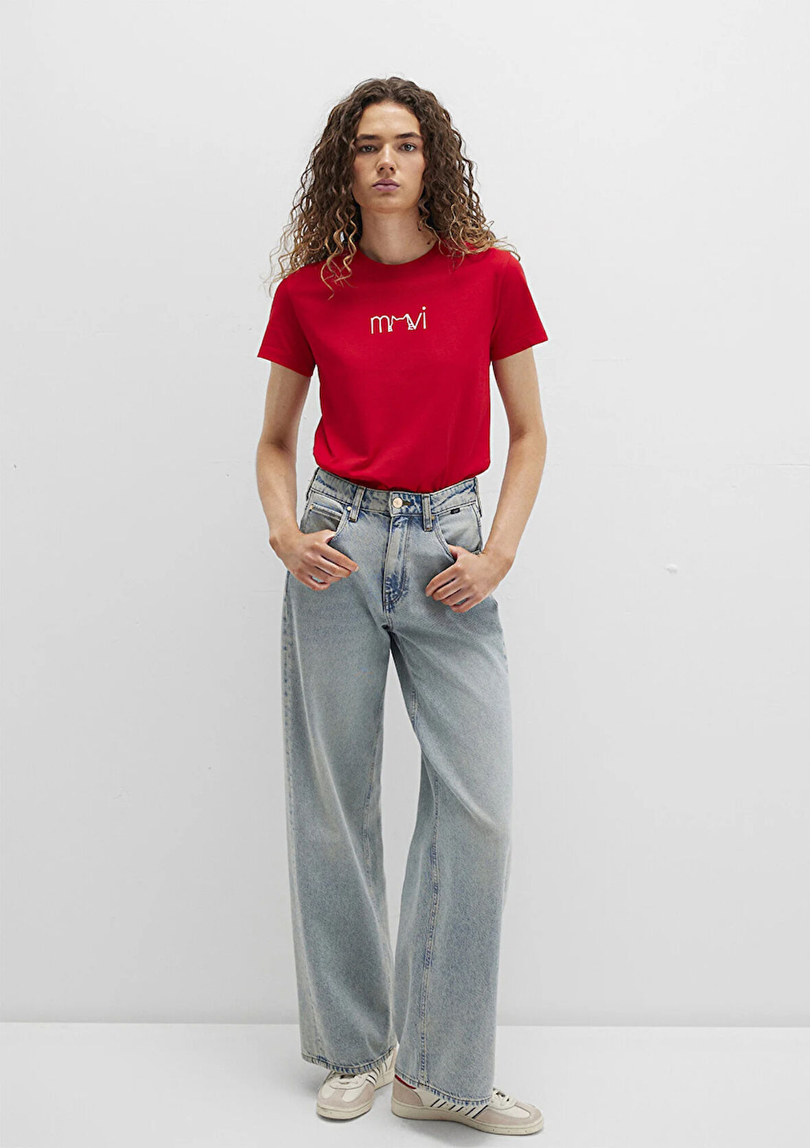 Mavi Baskılı Kırmızı Tişört 1613387-82054