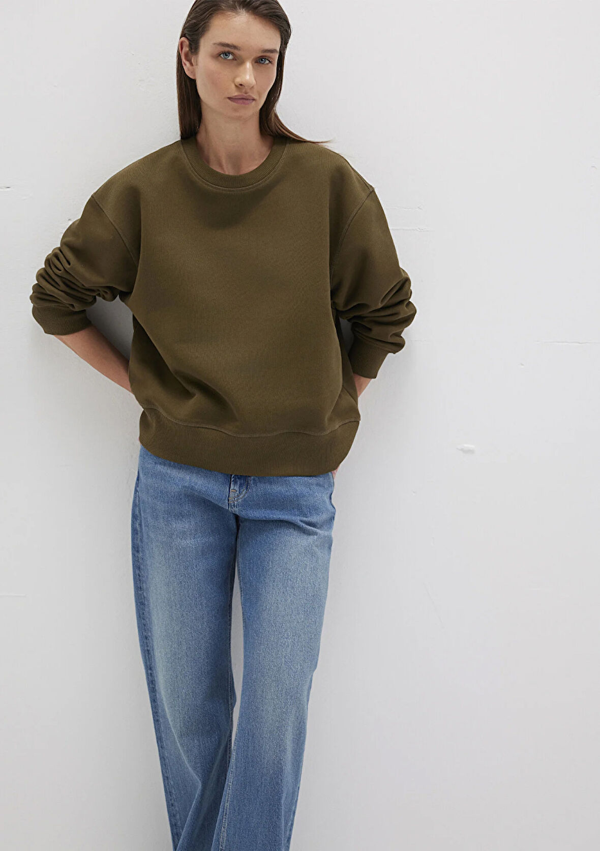 Bisiklet Yaka Haki Sweatshirt 1S10390-71589