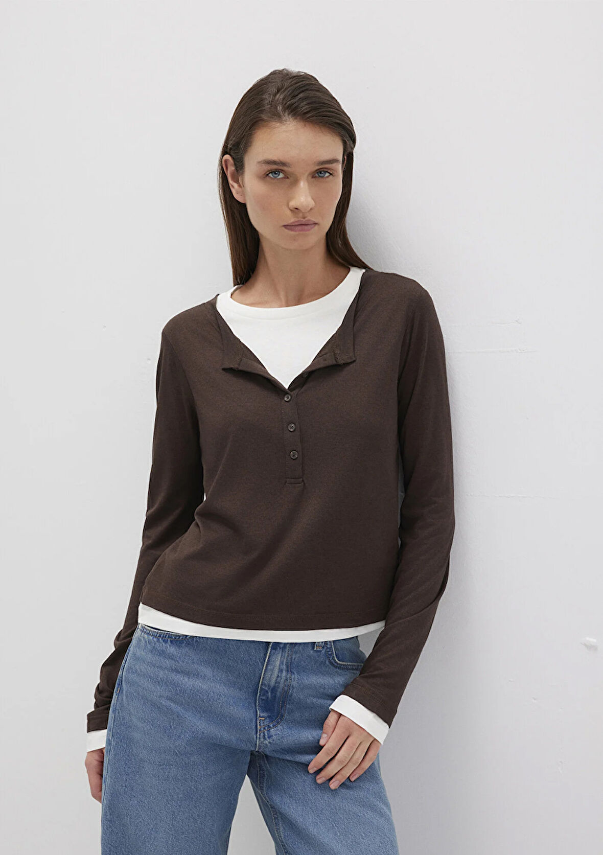Kahverengi Uzun Kollu Tişört 1613400-88067