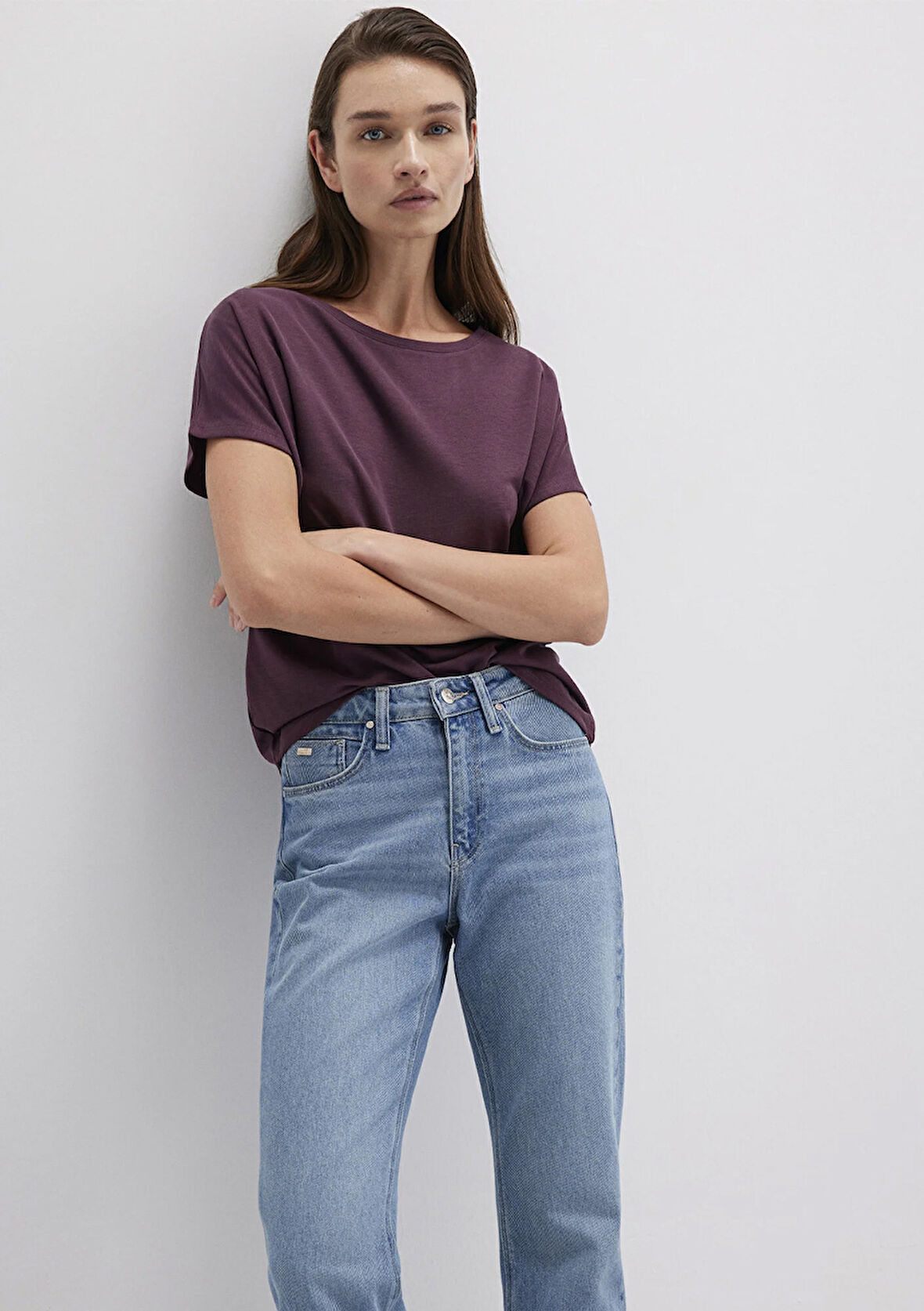 Lux Touch TENCEL TM Modal Kahverengi Basic Tişört 167245-70421