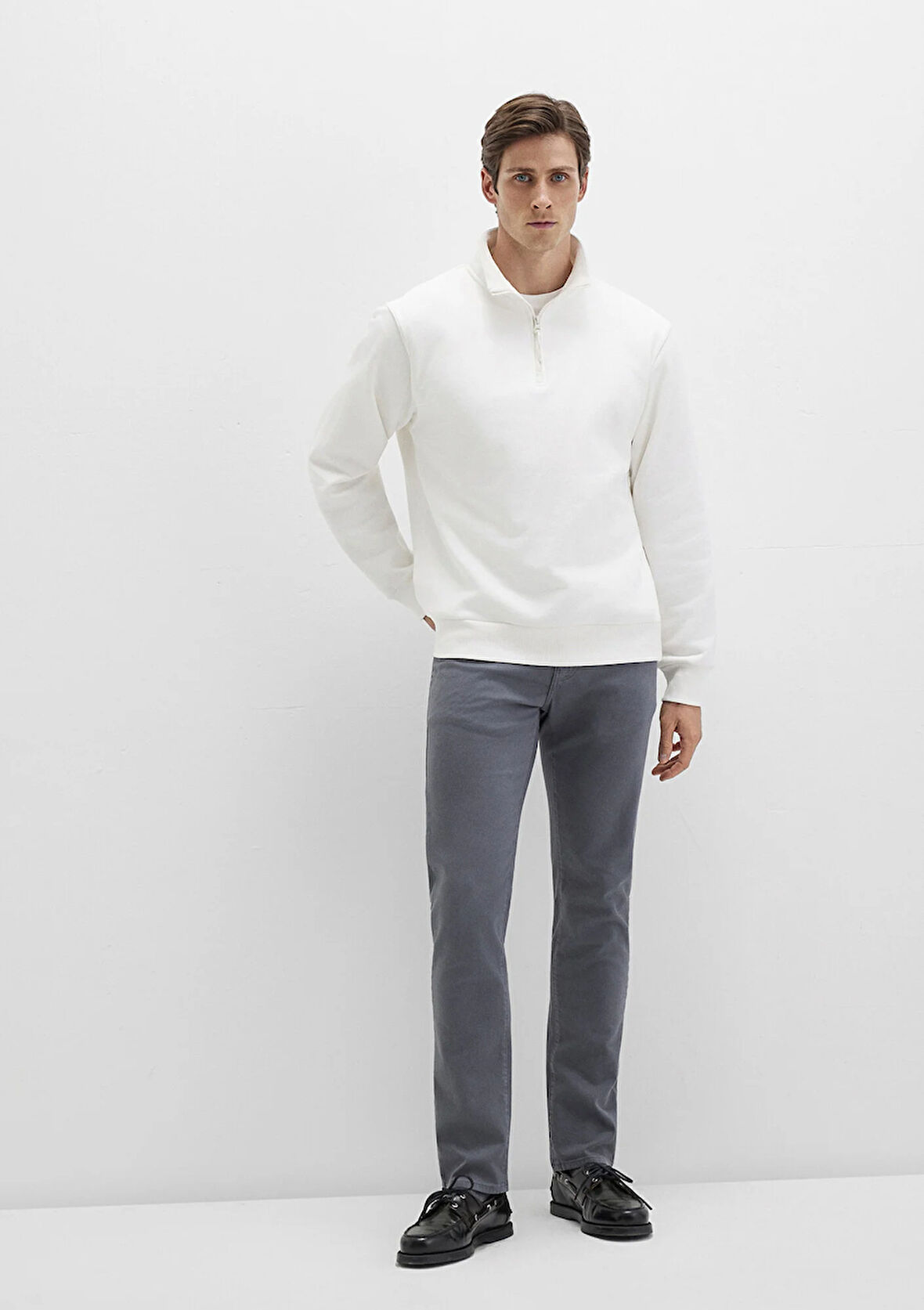 Jake Sisli Gri Gabardin Pantolon 0042290683