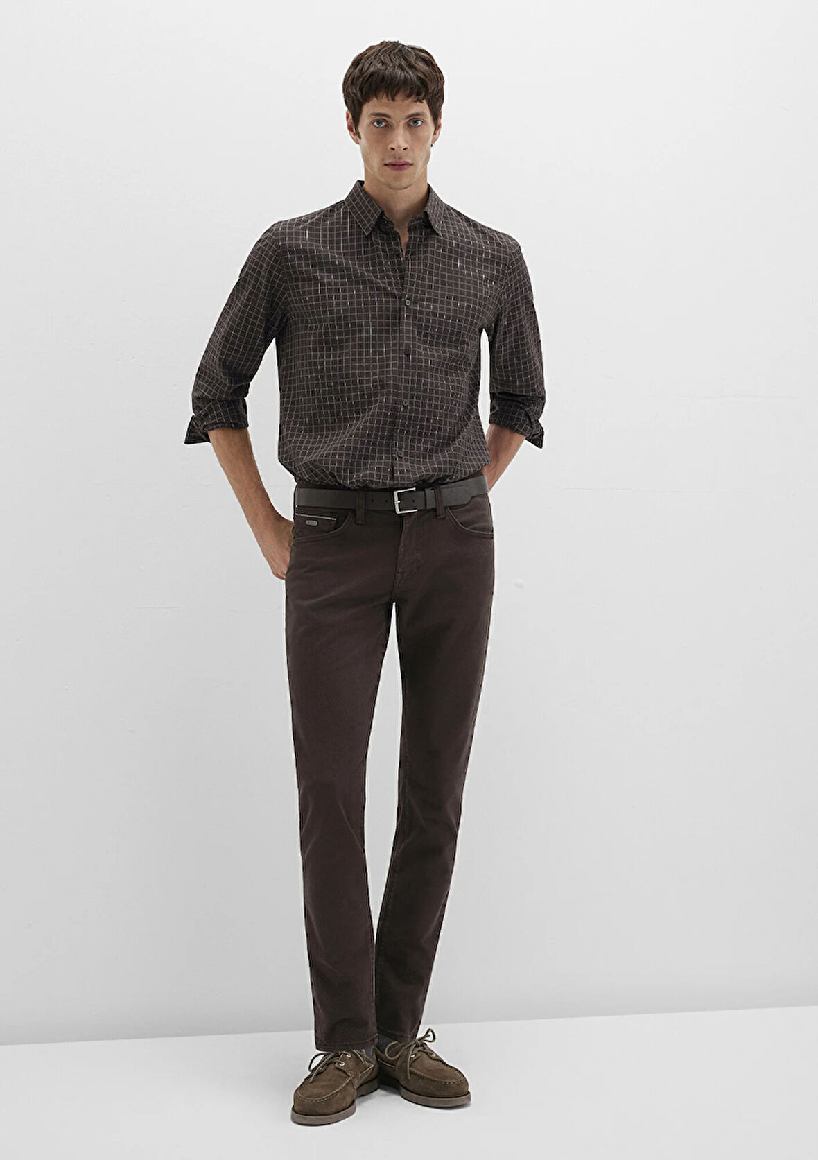 Jake Mavi Black Koyu Kahverengi Gabardin Pantolon 0042290686