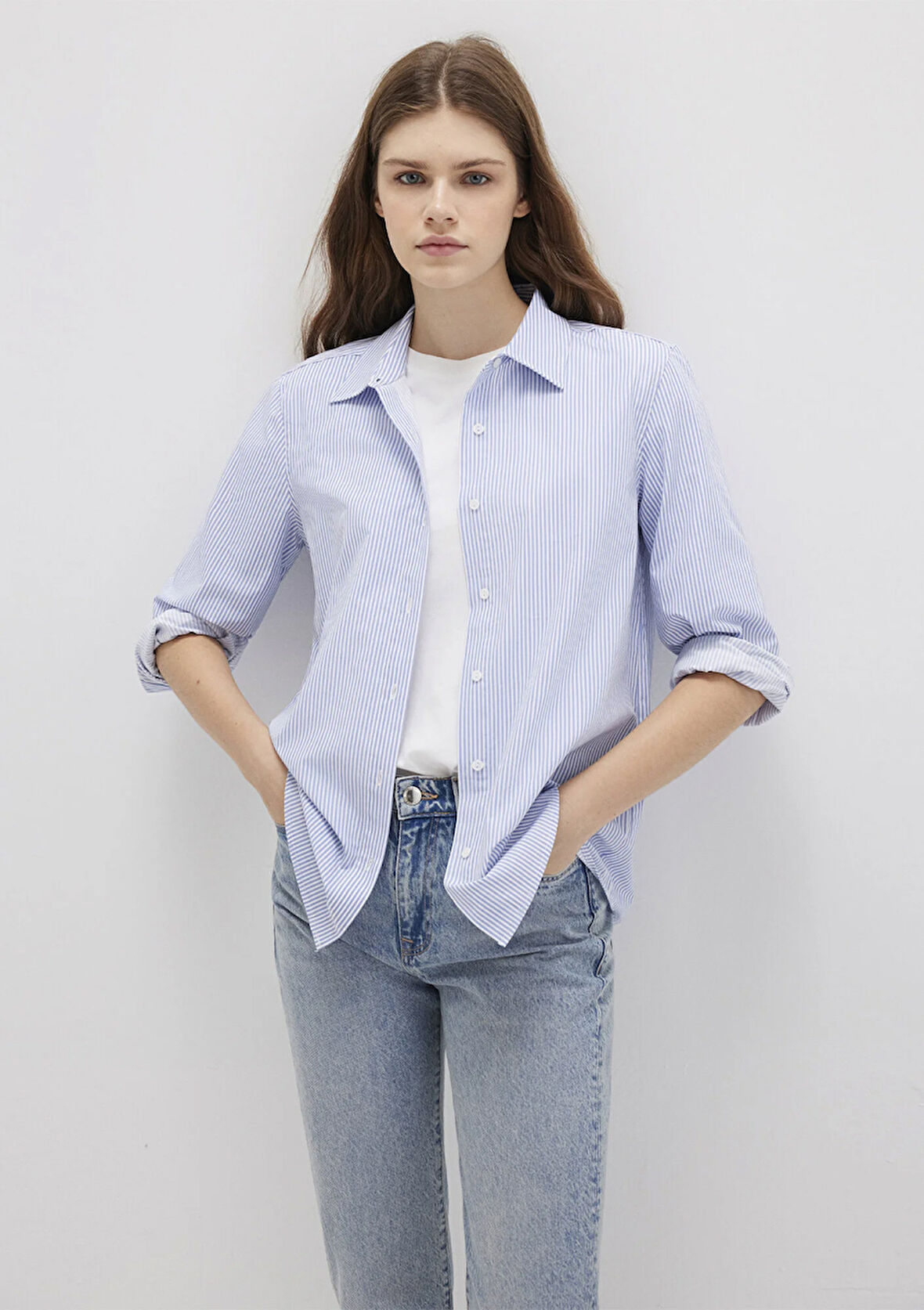 Çizgili Mavi Gömlek 1211199-81963