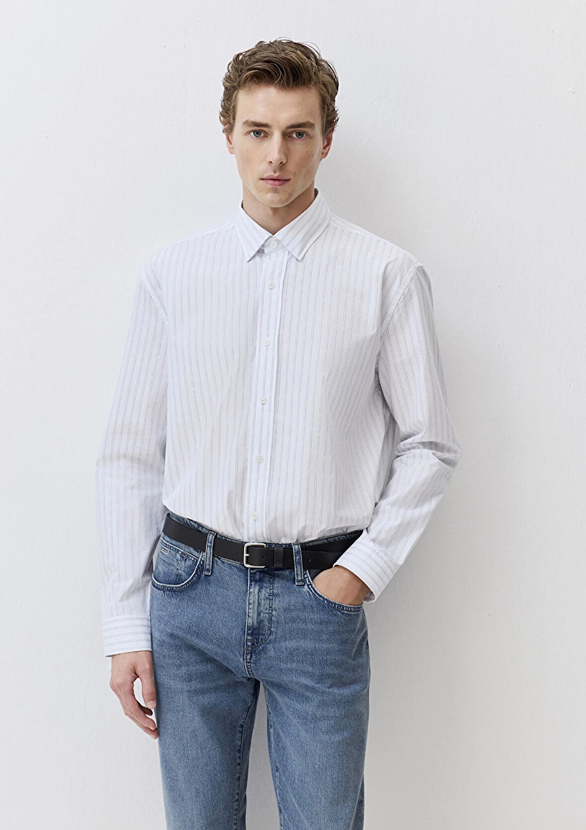 Mavi 0211553-90906 Çizgili Mavi Gömlek