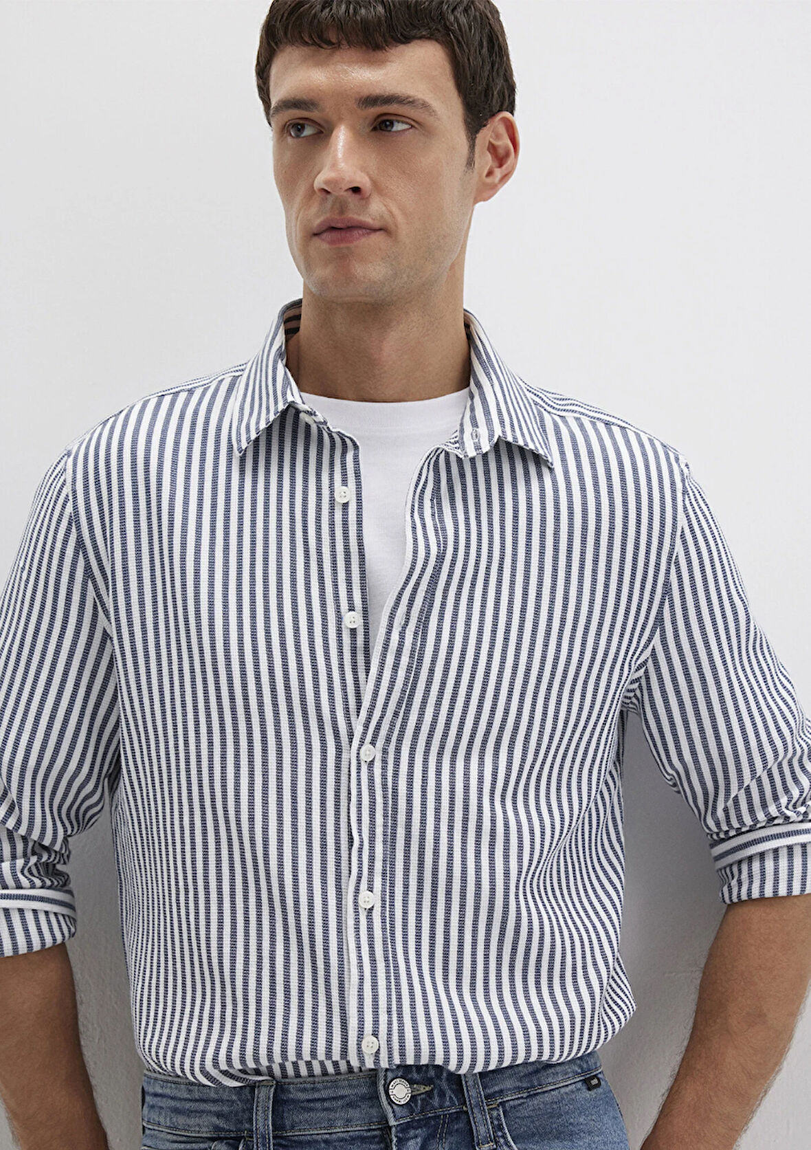 Çizgili Lacivert Gömlek 0211692-90911