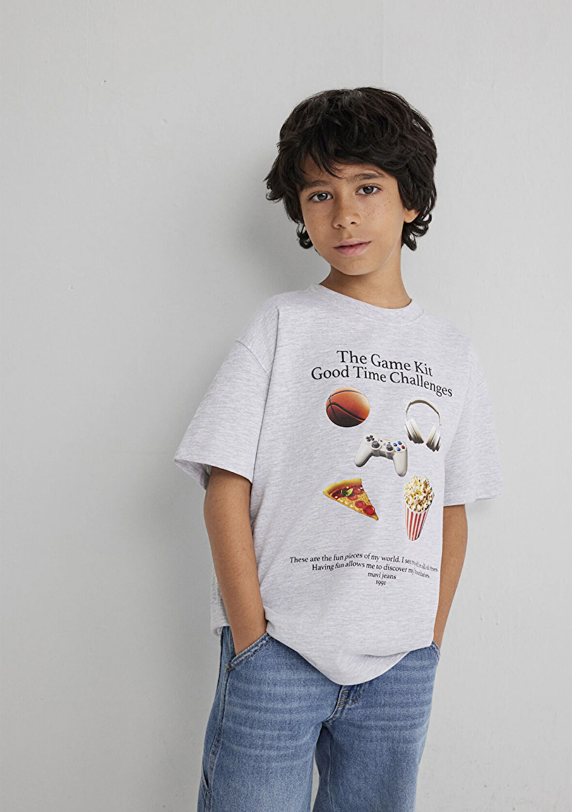 Baskılı Gri Tişört 6610359-88467