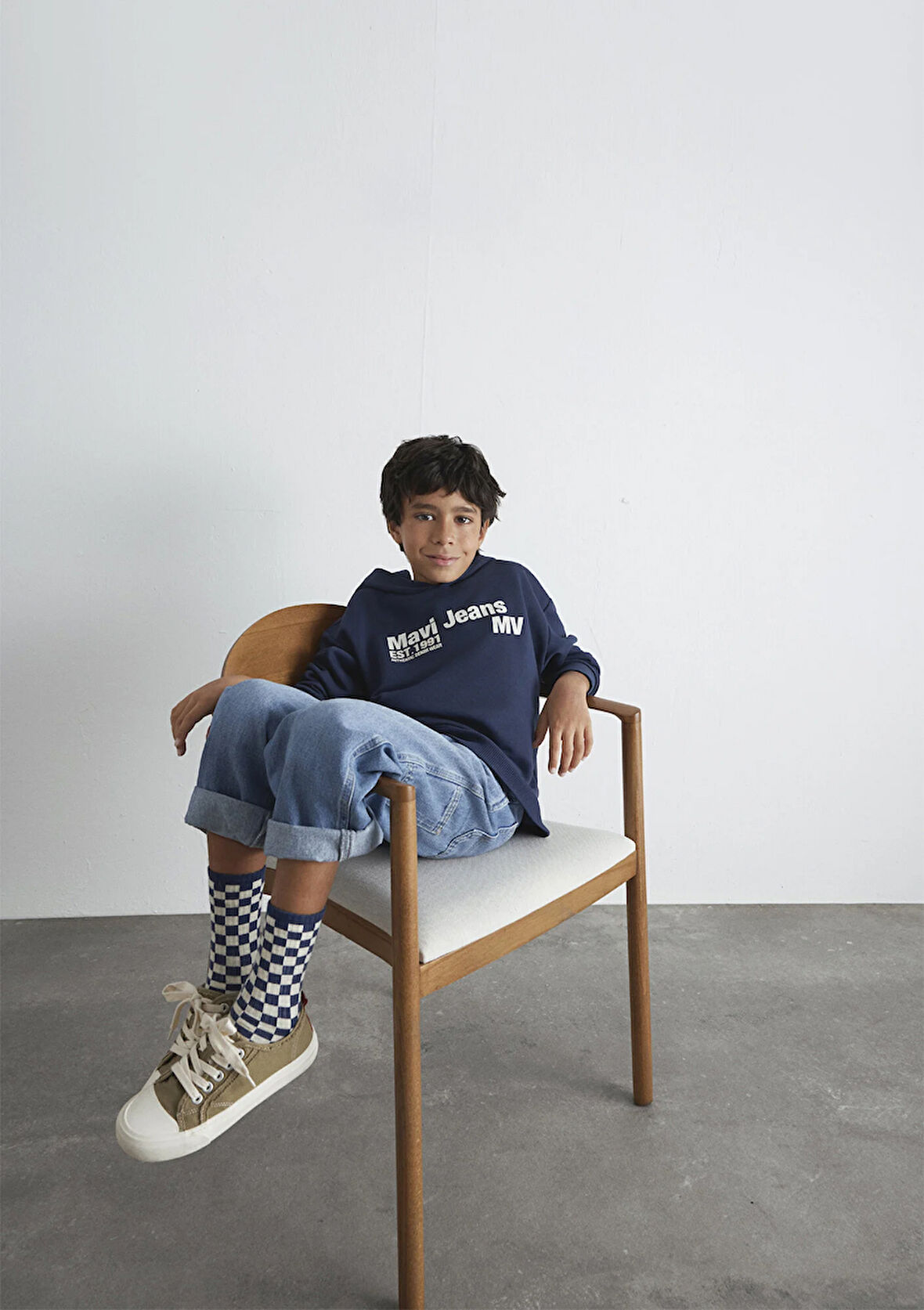 Mavi Jeans Basklı Kapüşonlu Lacivert Sweatshirt 6S10141-82318