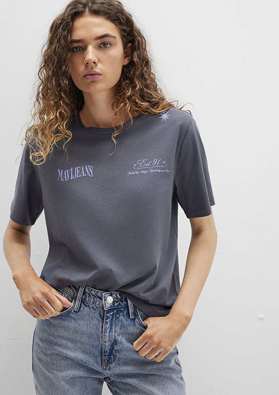 Baskılı Lacivert Tişört 1613487-87828