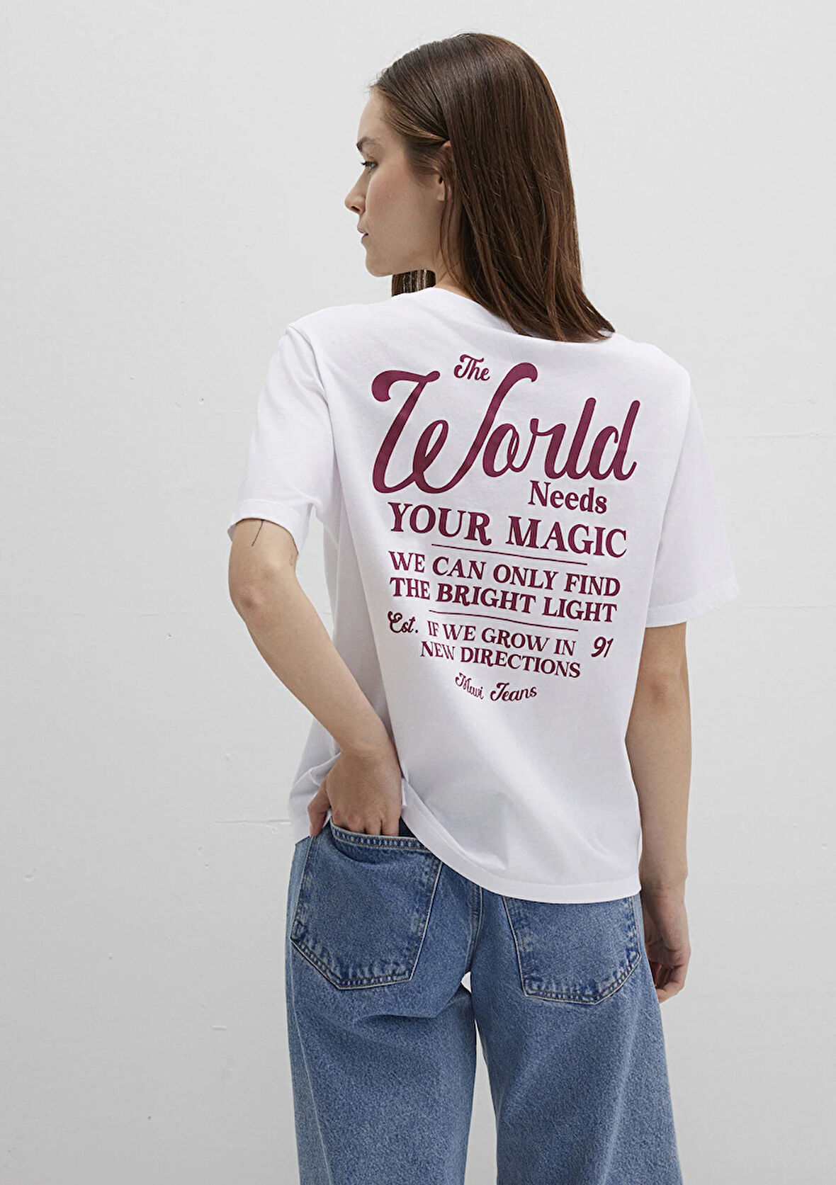 Baskılı Beyaz Tişört 1613486-620