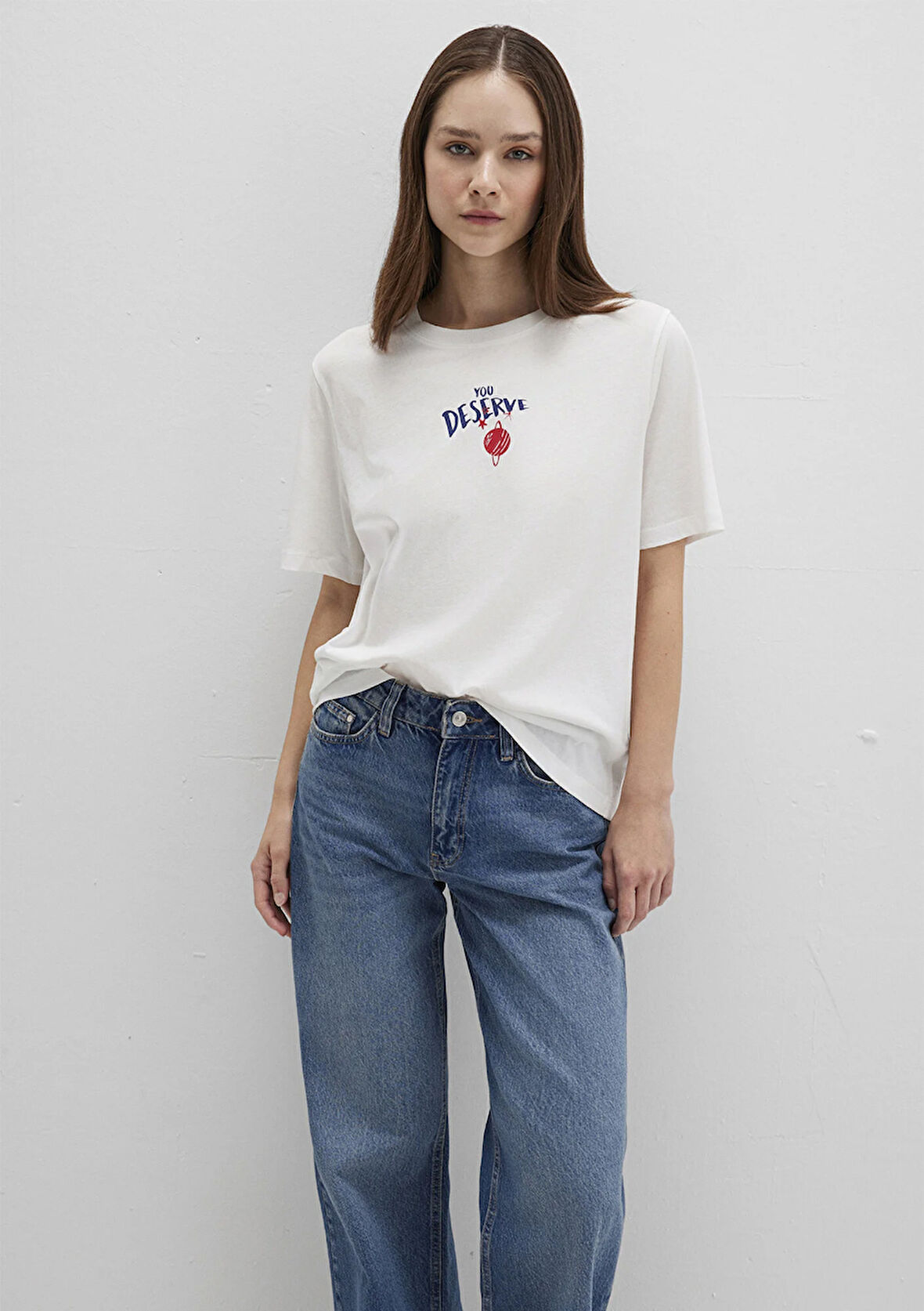 Astroloji Baskılı Ekru Tişört 1613522-70057