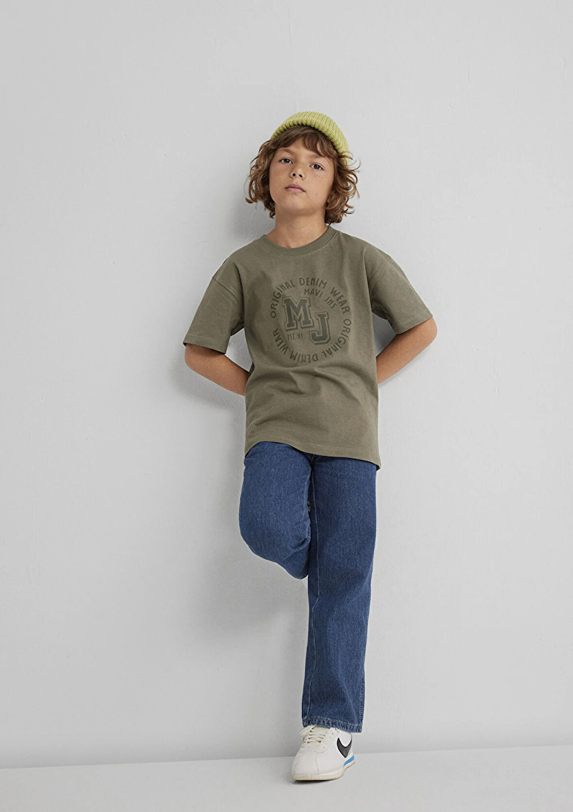 MJ Logo Baskılı Haki Tişört 6610395-86961