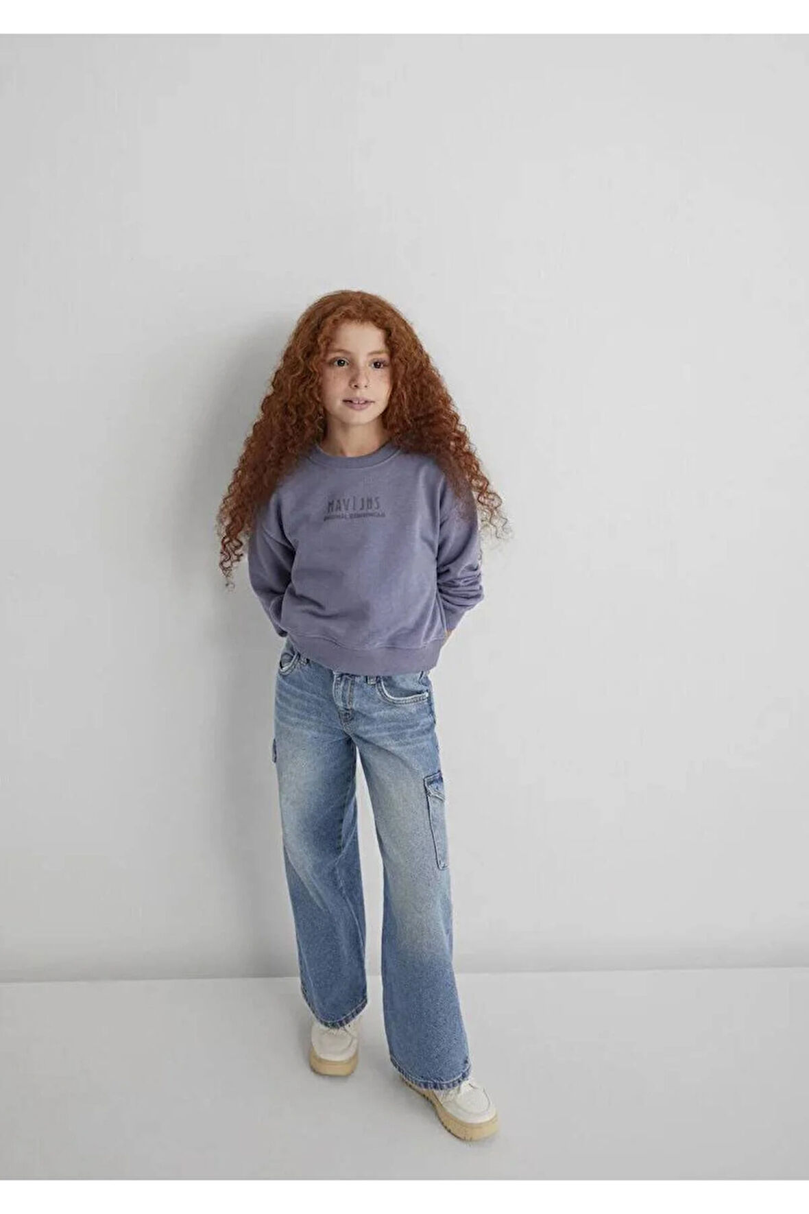 Logo Baskılı Mor Kız Çocuk Sweatshirt M7S10146-88095