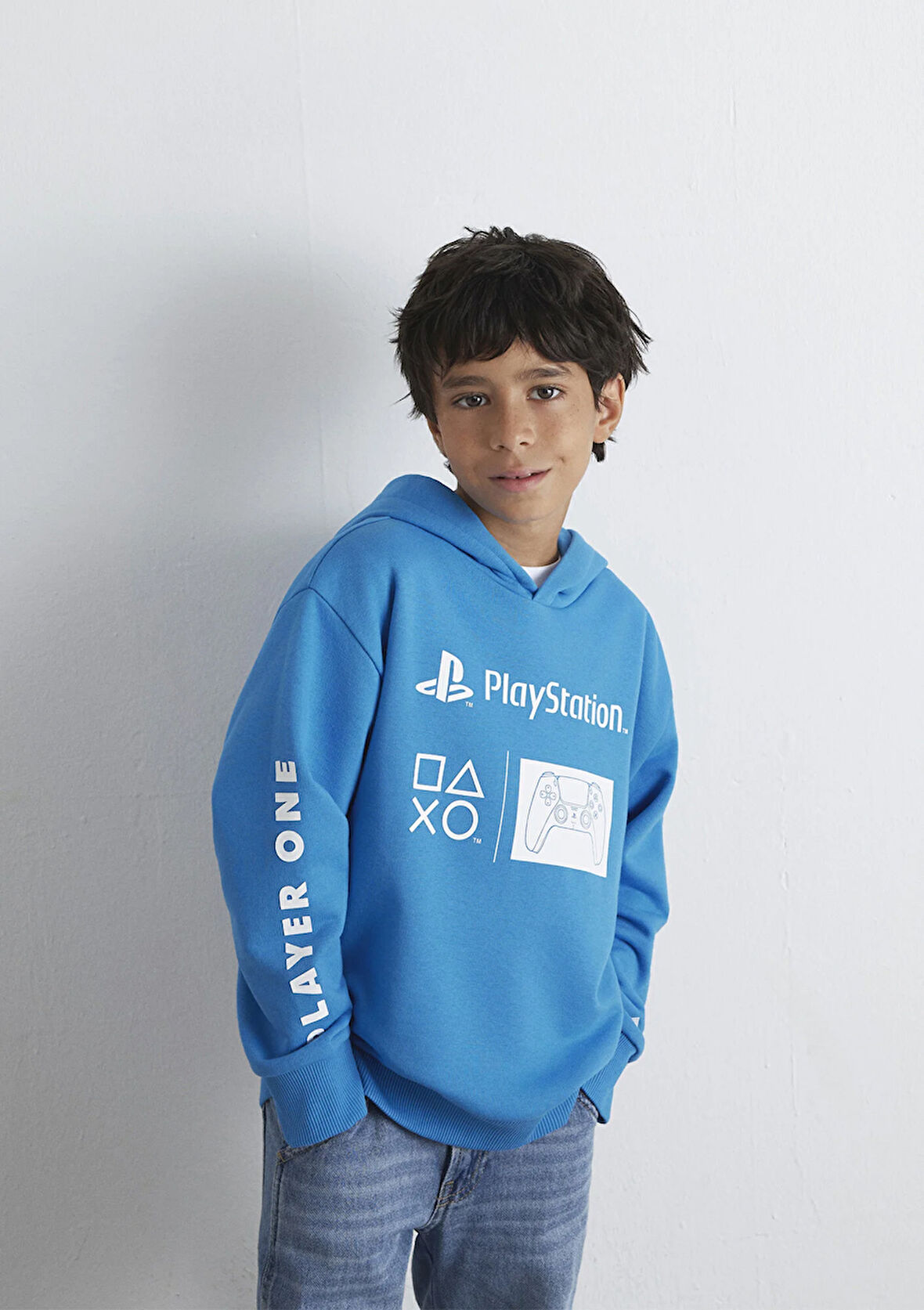 PlayStation Baskılı Kapüşonlu Mavi Sweatshirt​ 6S10131-70772