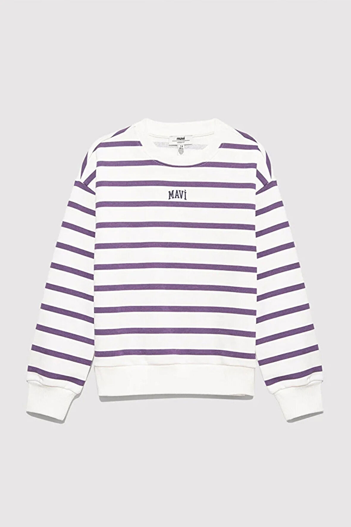 Logo Baskılı Mor Çizgili Sweatshirt 7S10038-88138