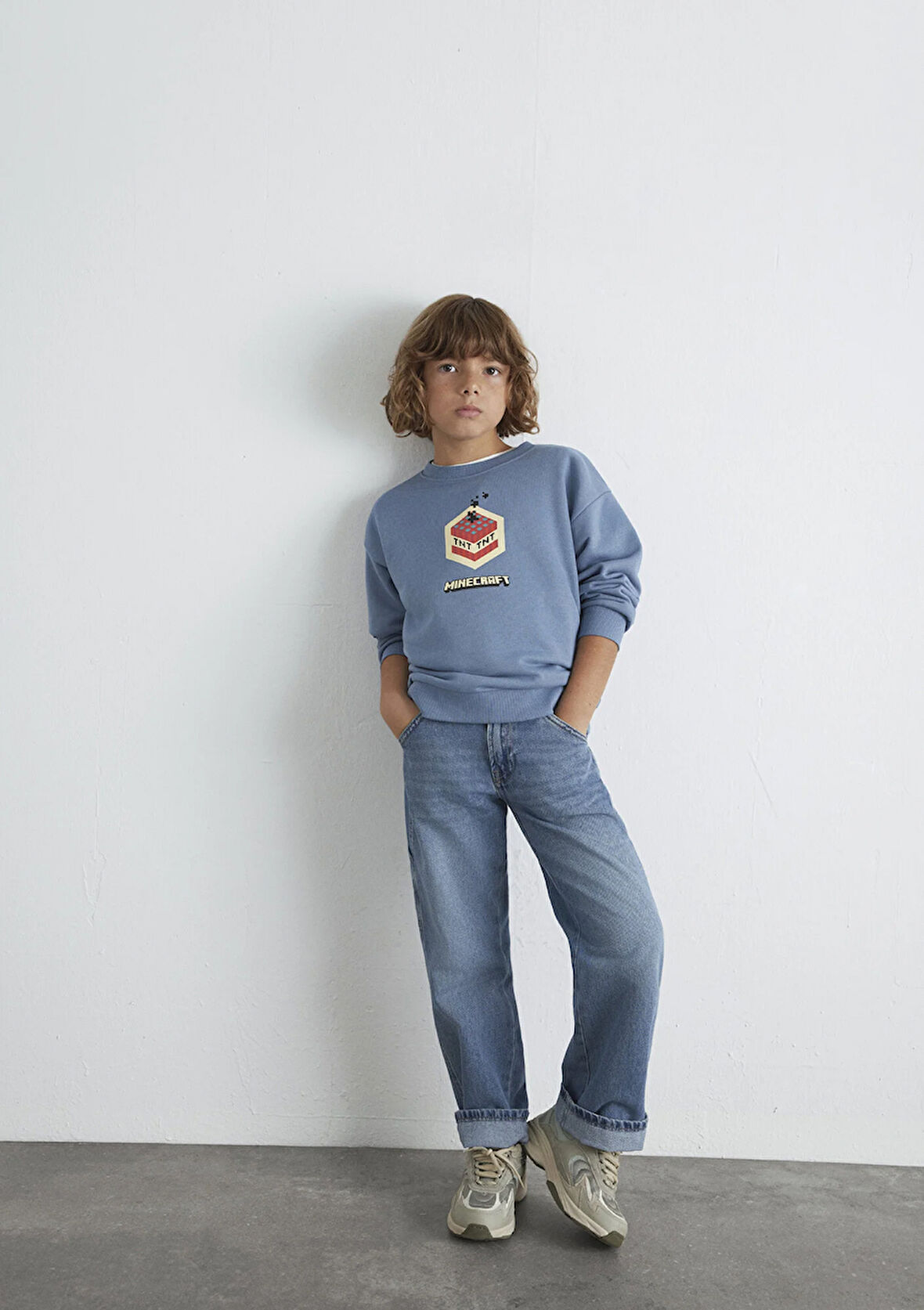 Minecraft Baskılı Mavi Sweatshirt 6S10130-85518