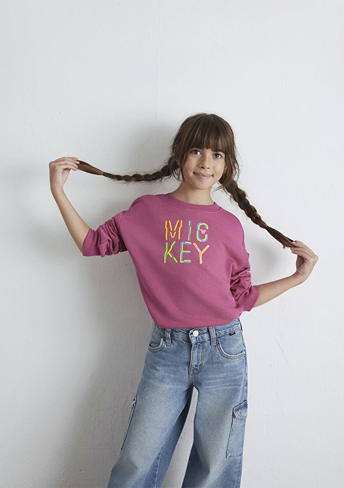 Mickey Baskılı Pembe Sweatshirt 7S10142-71085