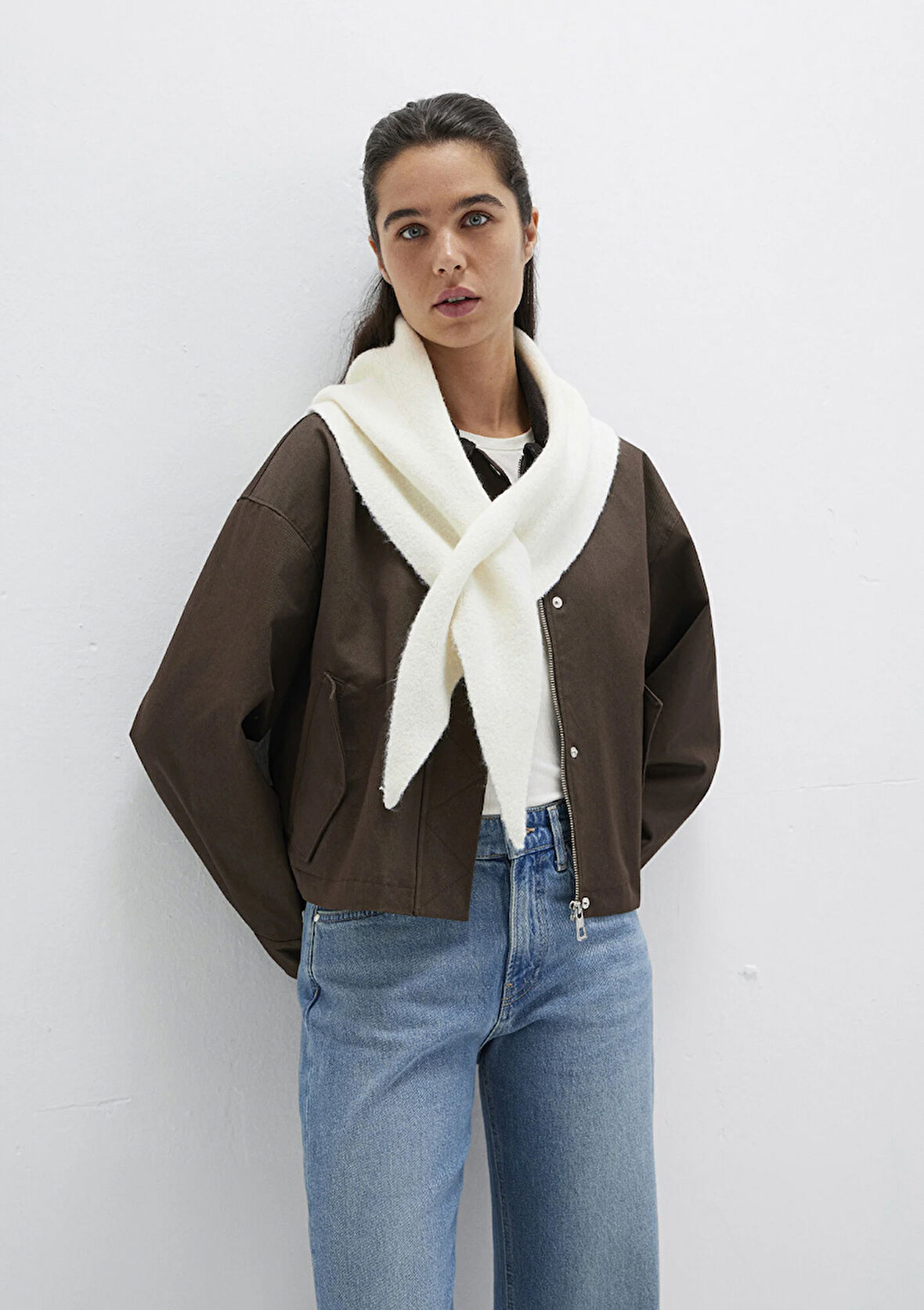 Yün Karışımlı Ekru Atkı 1913589-34523