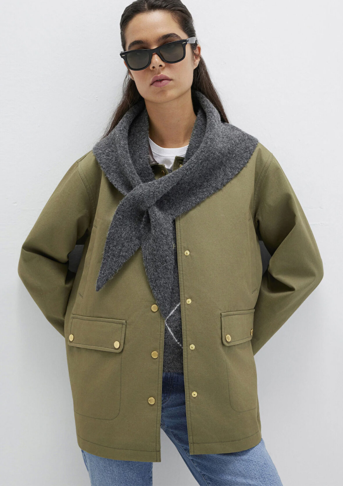 Yün Karışımlı Gri Atkı 1913589-25817