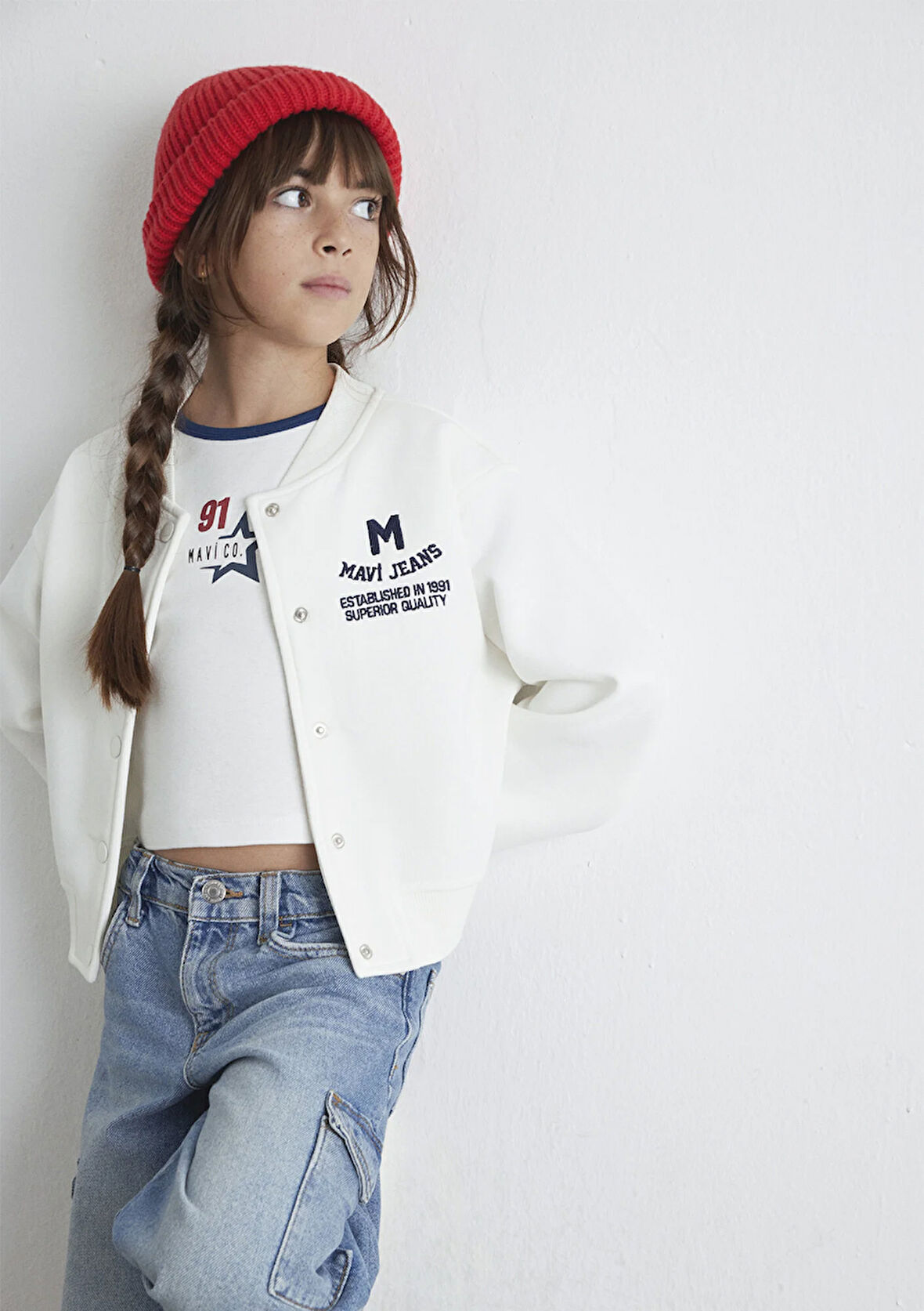 M Logo Patchli Ekru Bomber Ceket 7S10086-70057